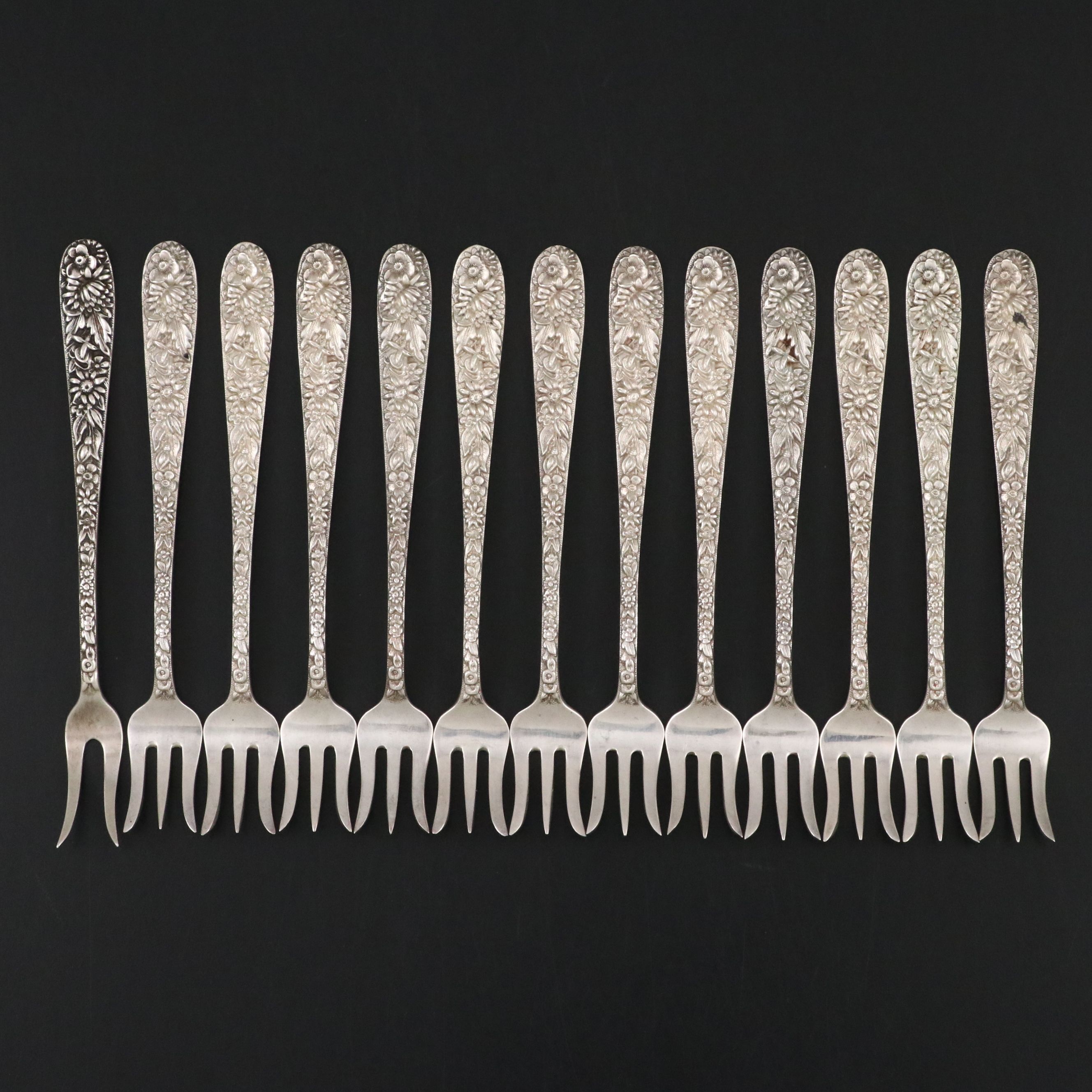 S. Kirk and Son "Repousse" Sterling Silver Cocktail Forks