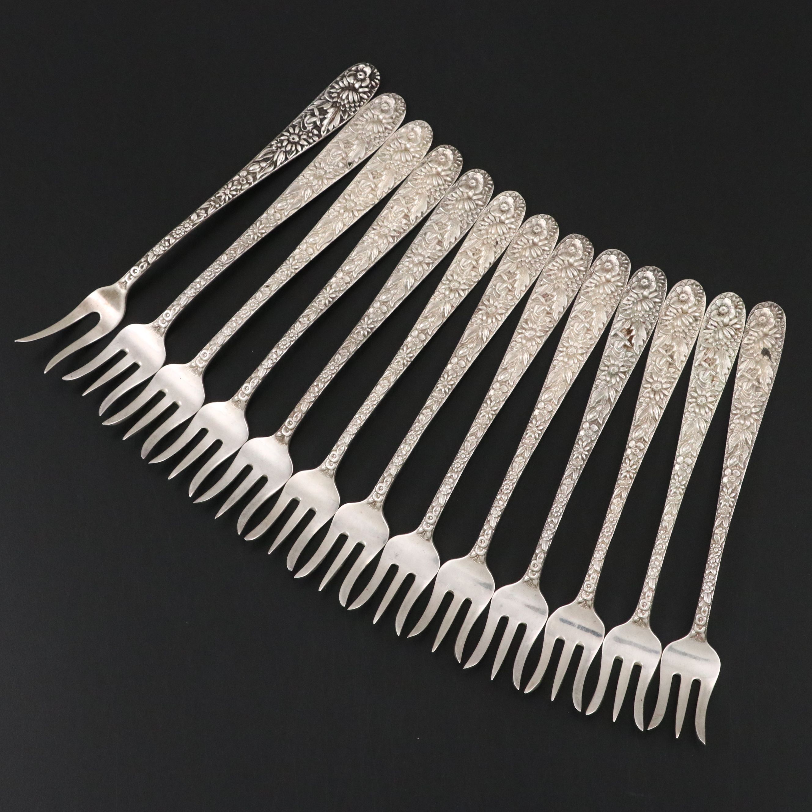 S. Kirk and Son "Repousse" Sterling Silver Cocktail Forks