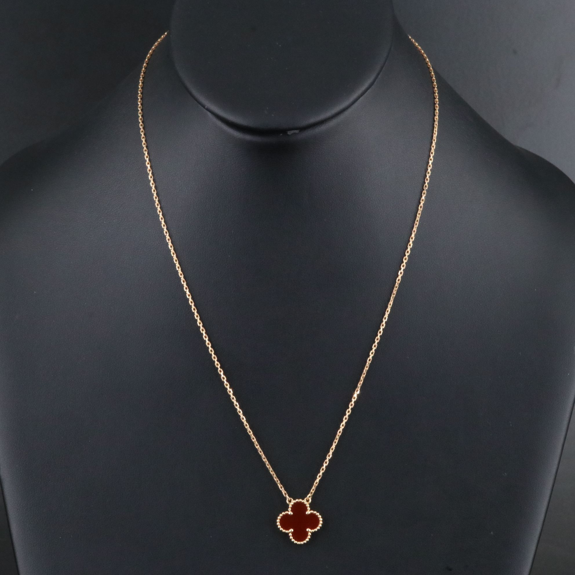 Van Cleef & Arpels Vintage Alhambra 18K Carnelian Necklace