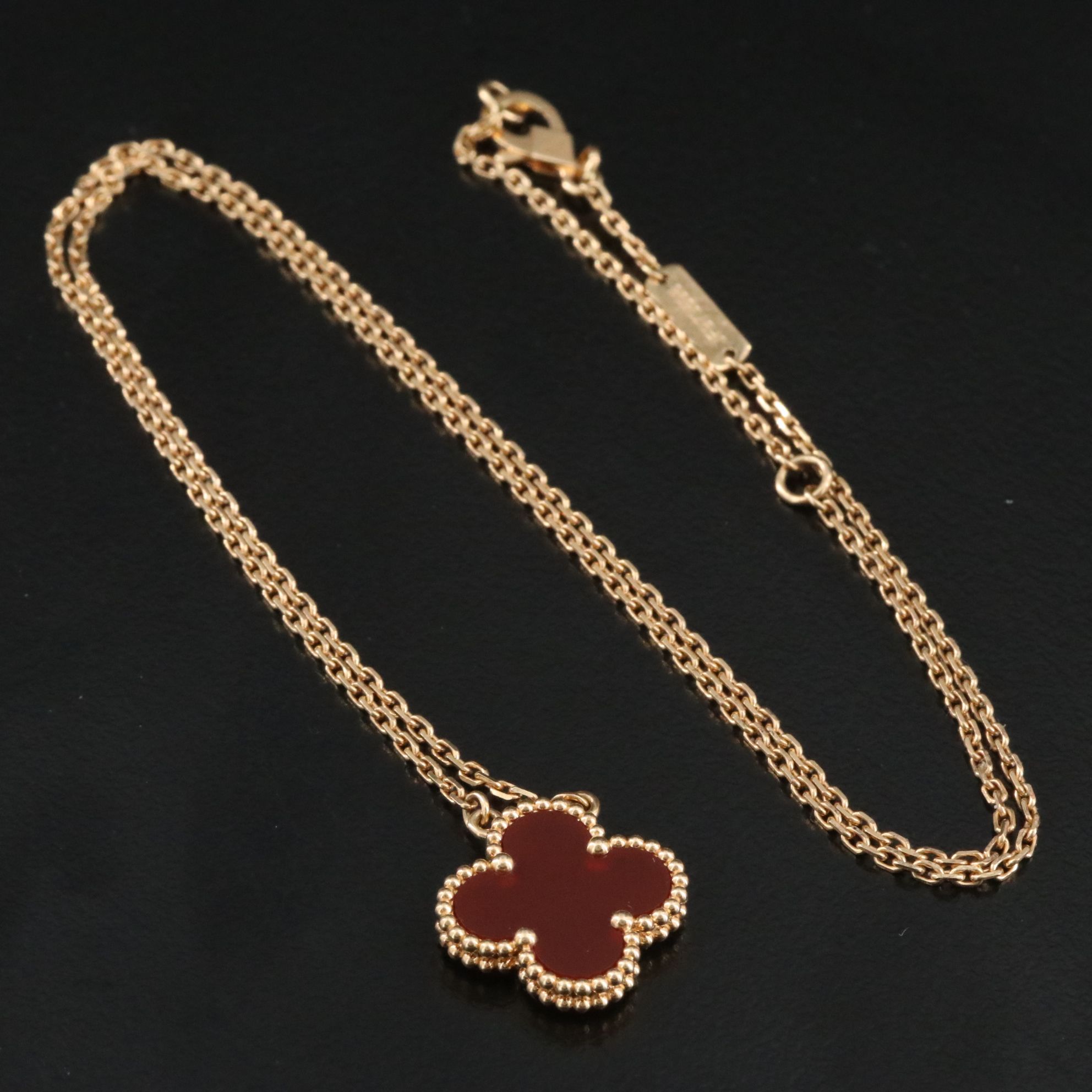 Van Cleef & Arpels Vintage Alhambra 18K Carnelian Necklace