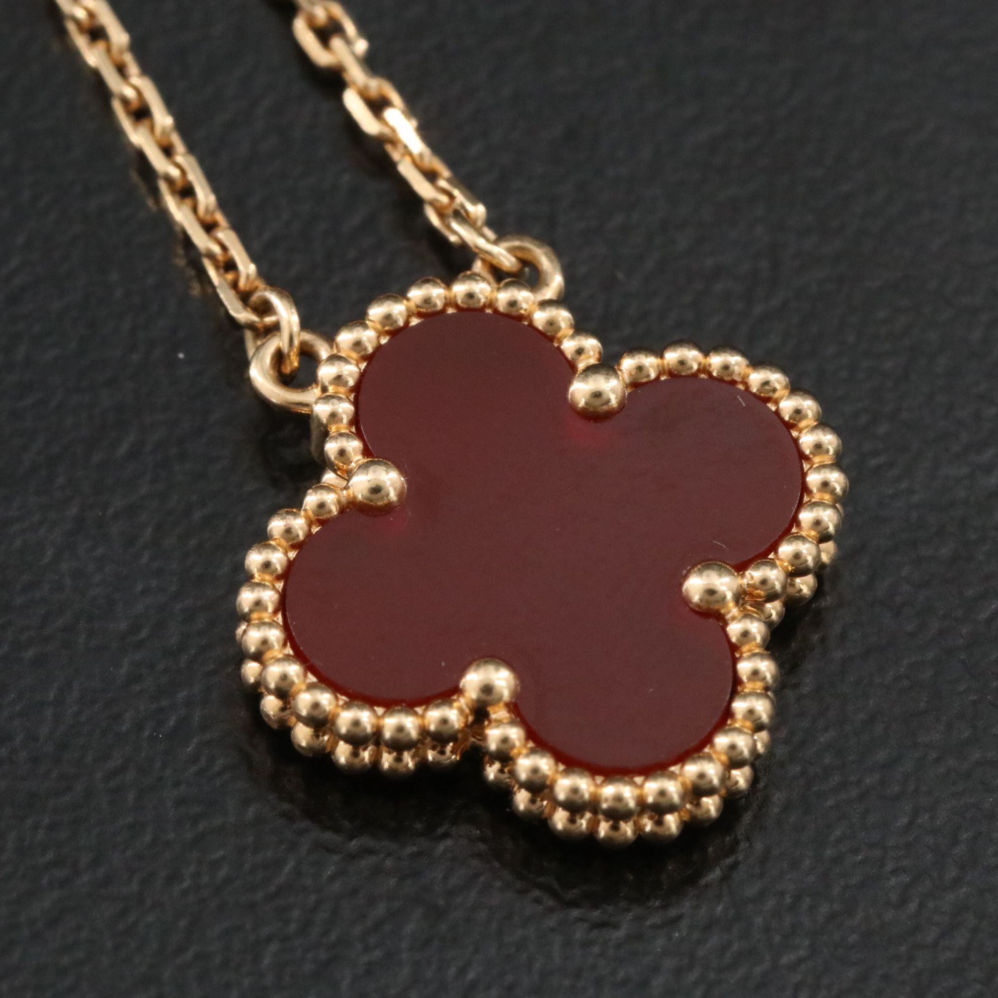Van Cleef & Arpels Vintage Alhambra 18K Carnelian Necklace