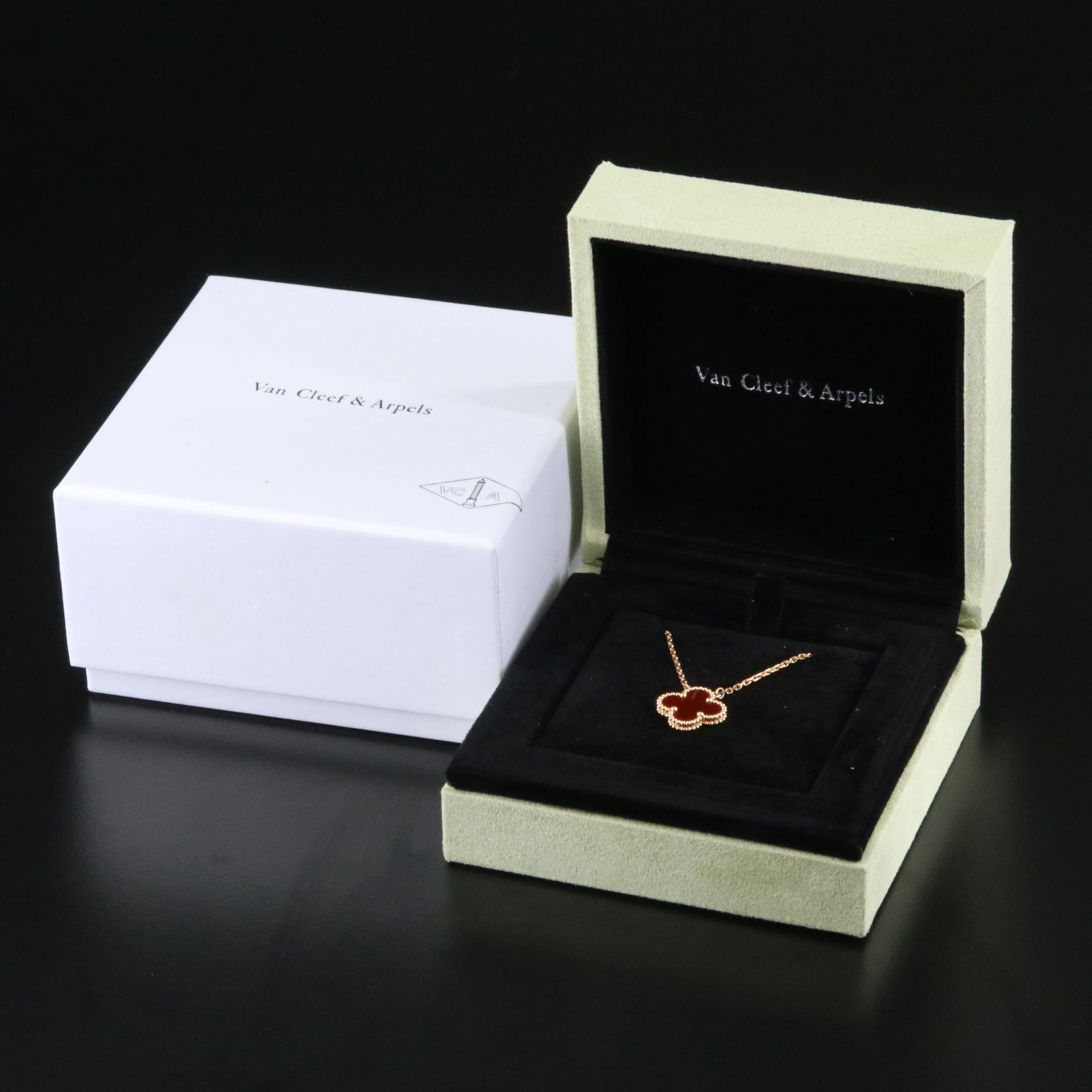 Van Cleef & Arpels Vintage Alhambra 18K Carnelian Necklace