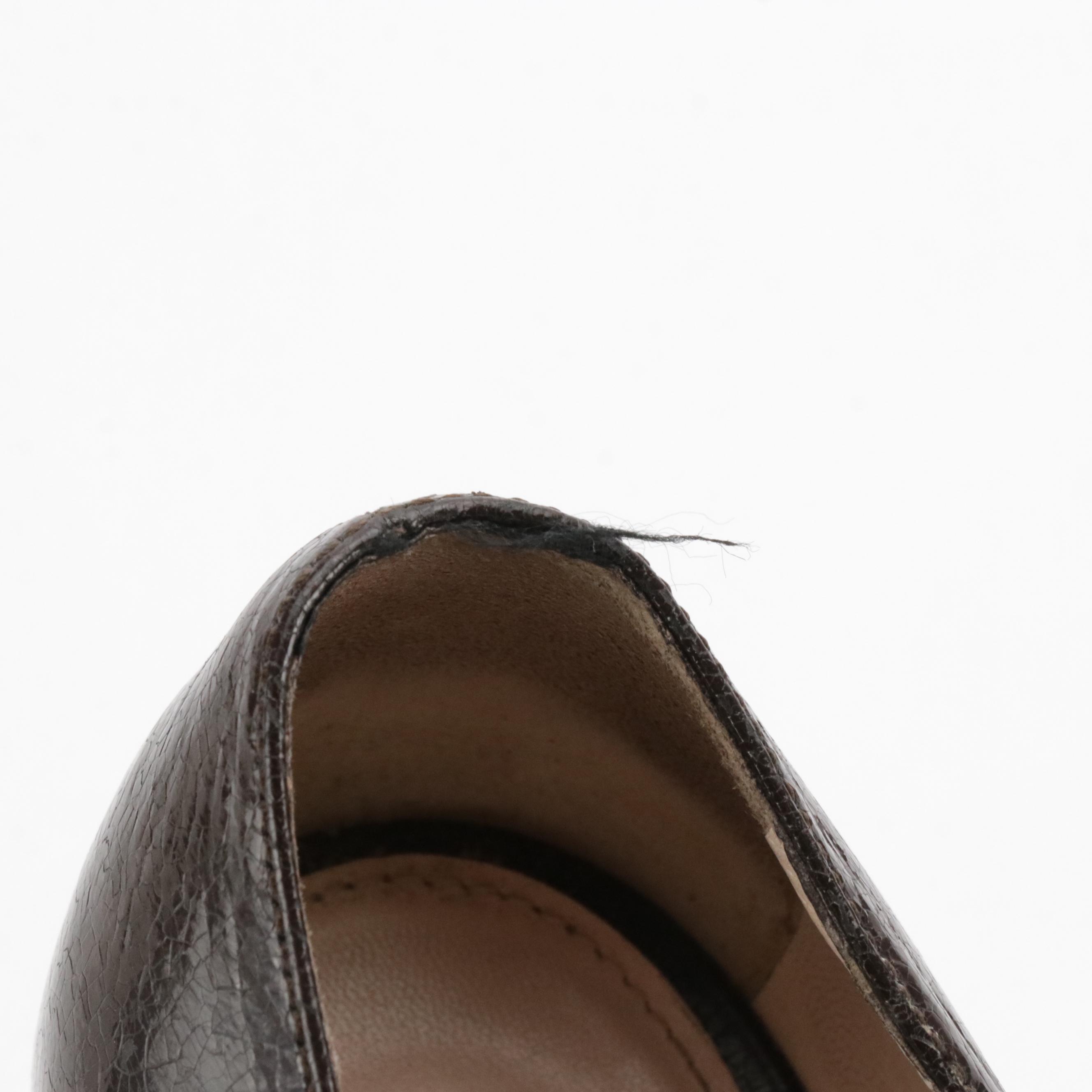 Prada Platform Peep-Toe Pumps Shoes in Shiny Chocolate Brown Leather