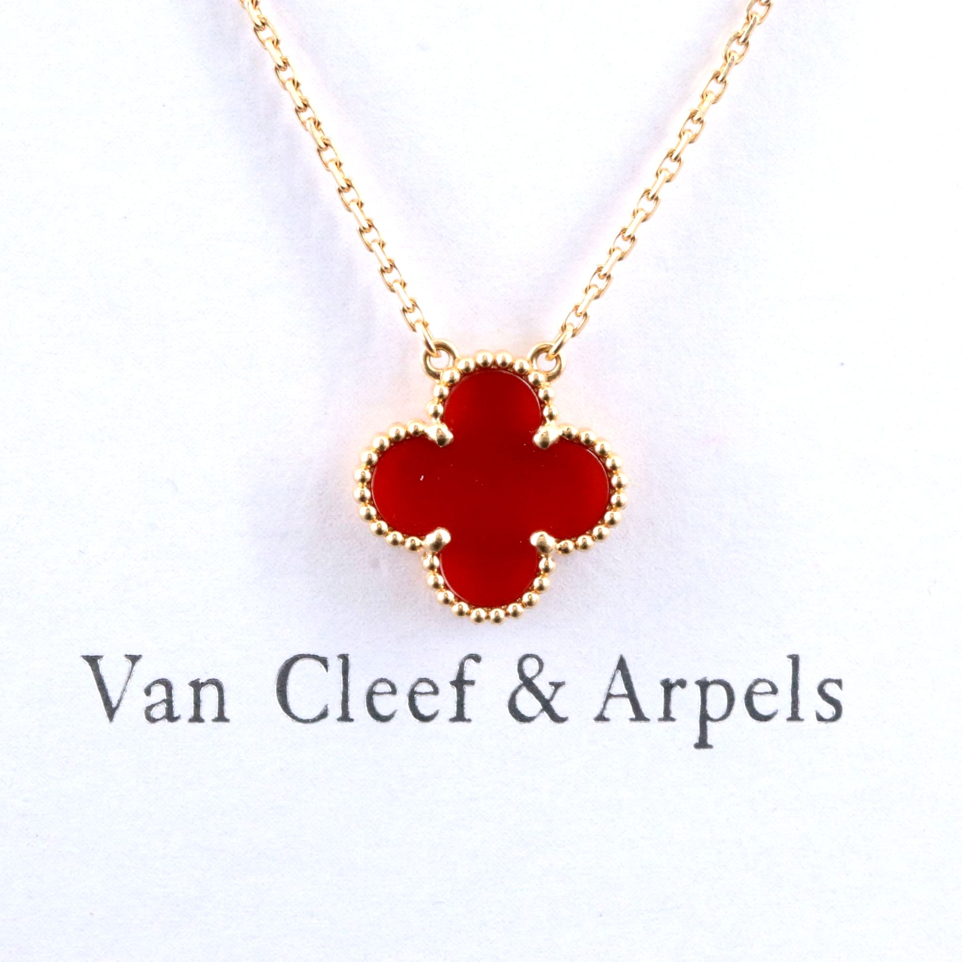 Van Cleef & Arpels Vintage Alhambra 18K Carnelian Necklace
