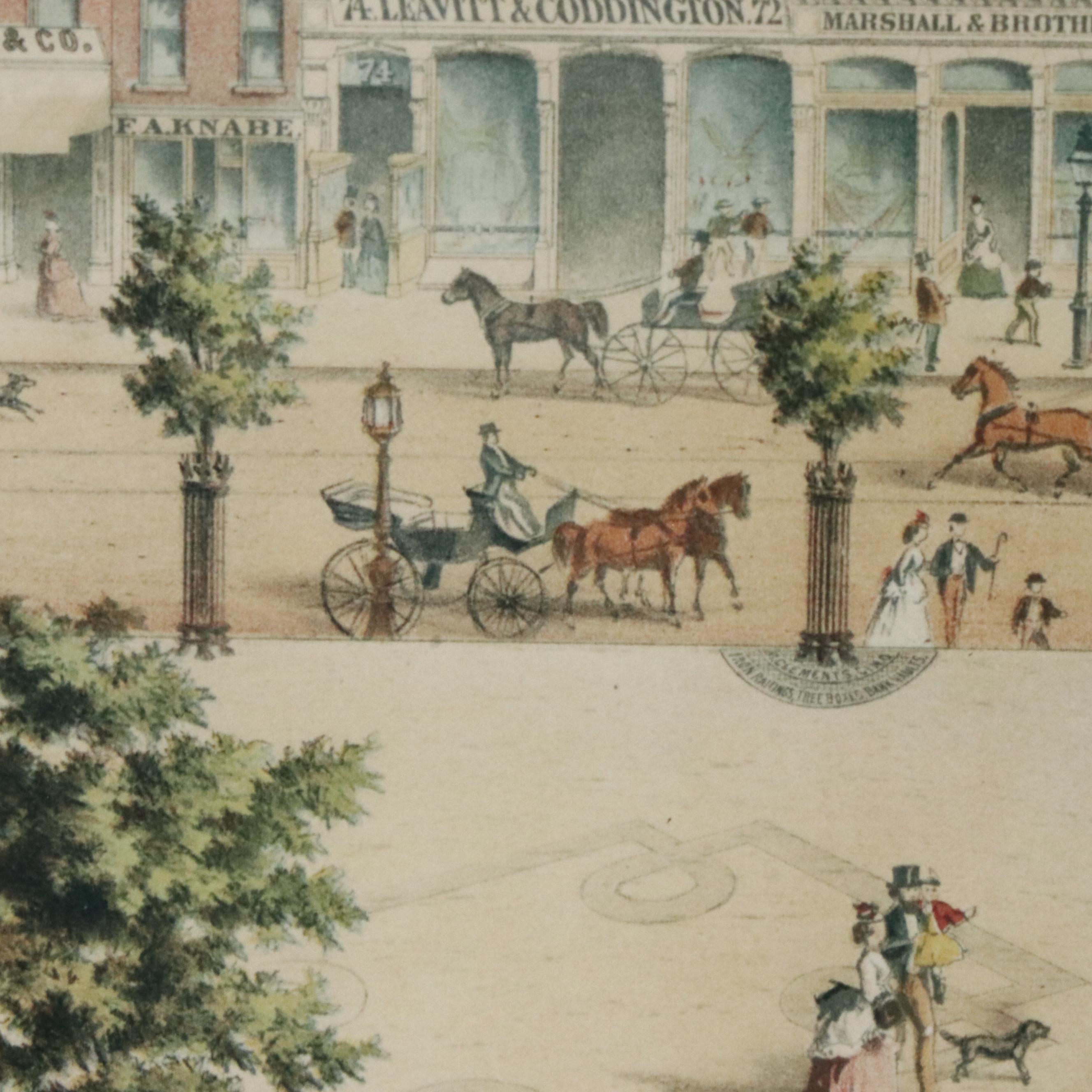 Ehrgott & Krebs Lithograph "View of Davidson Fountain," Late 19th Century