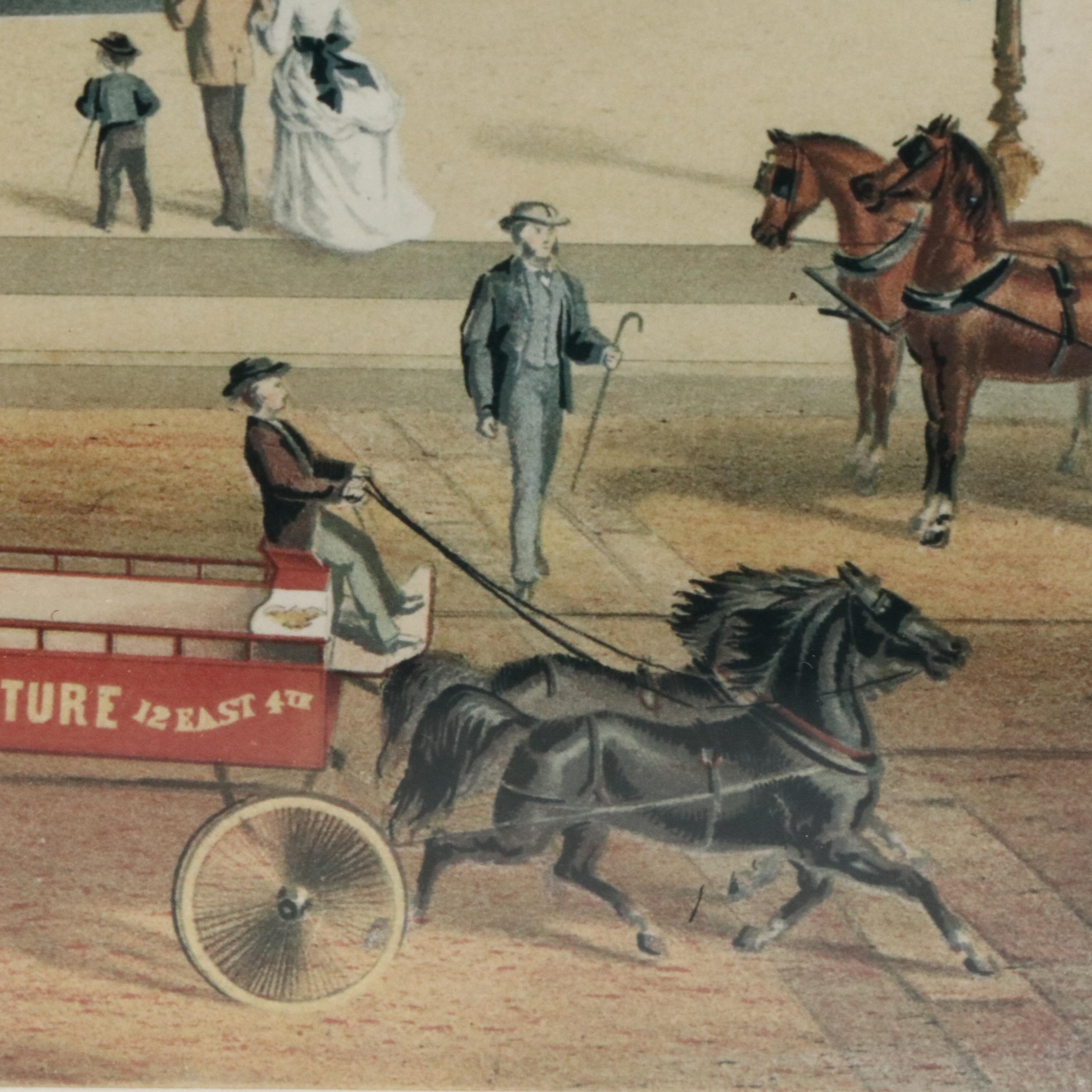 Ehrgott & Krebs Lithograph "View of Davidson Fountain," Late 19th Century