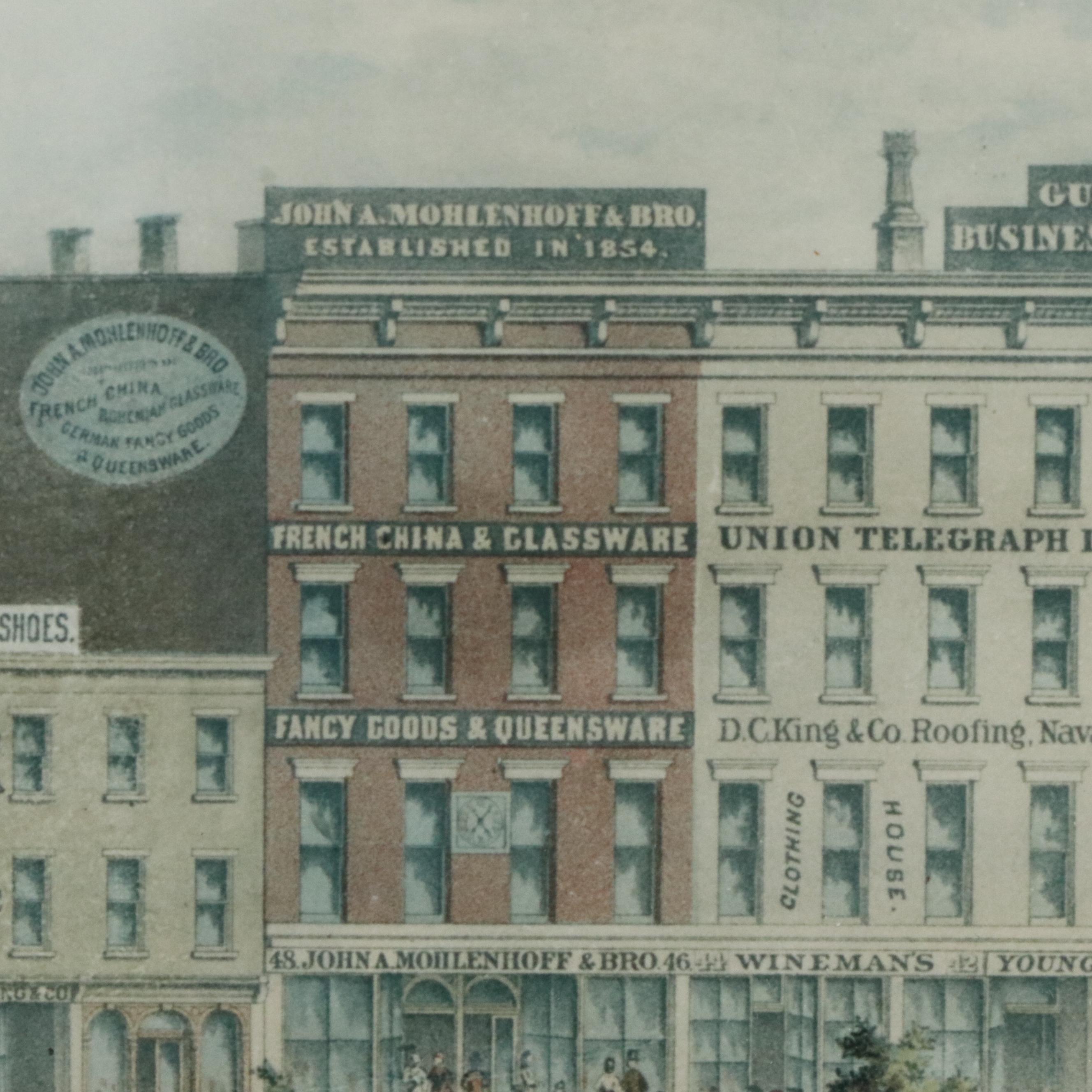 Ehrgott & Krebs Lithograph "View of Davidson Fountain," Late 19th Century