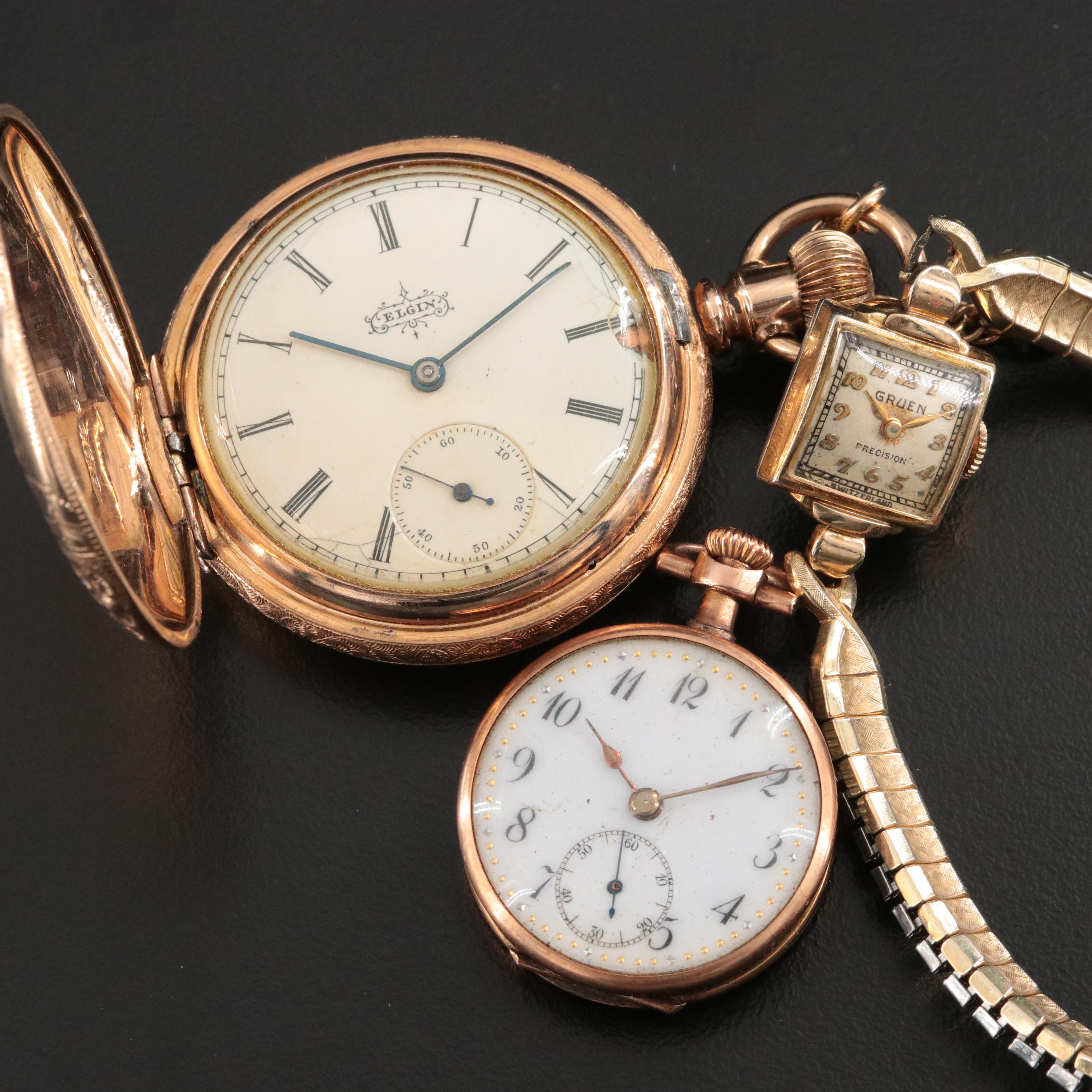 Gruen Precision Watch, 1892 Elgin Pocket Watch and One Other
