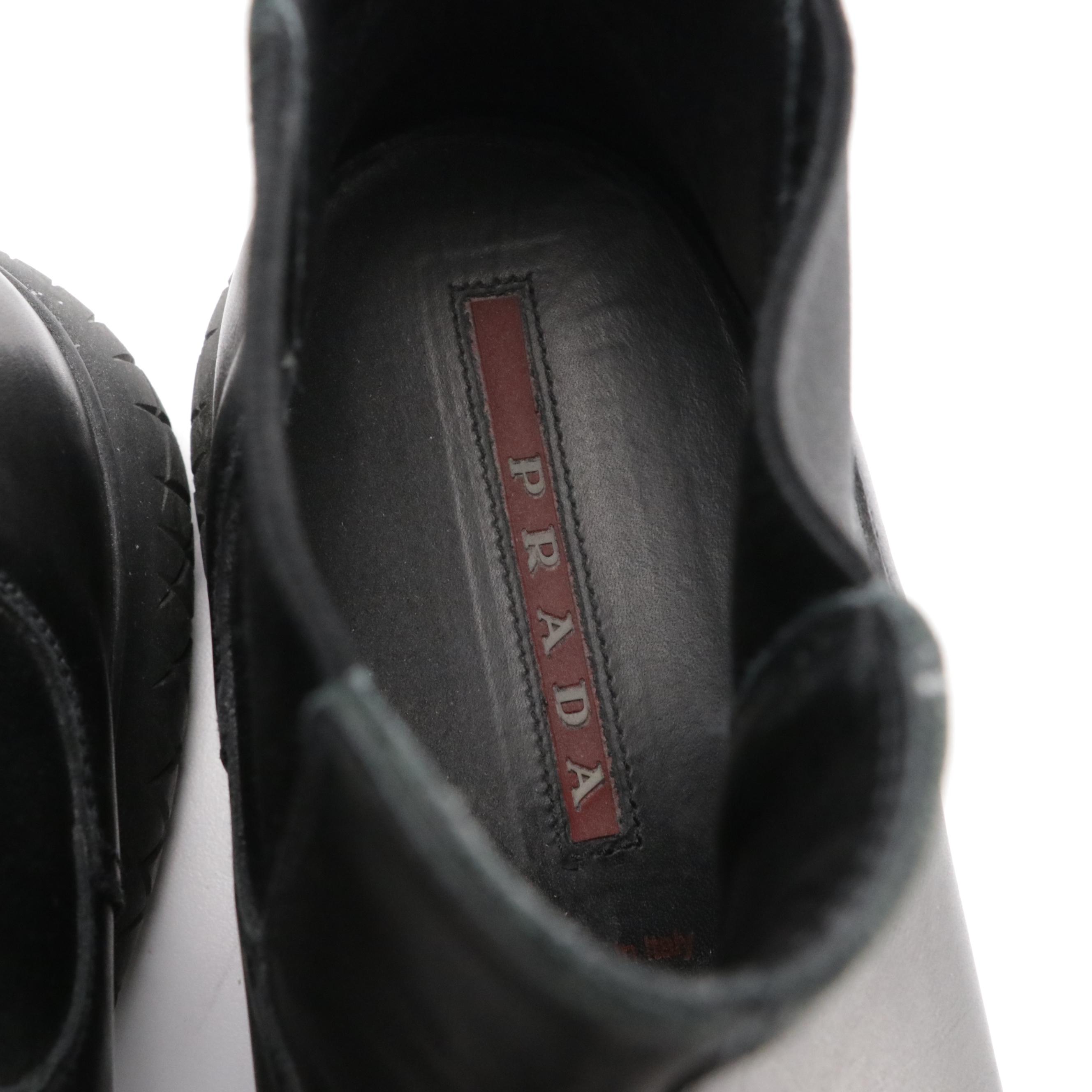 Men's Prada Black Leather Slip-On Ankle Boots