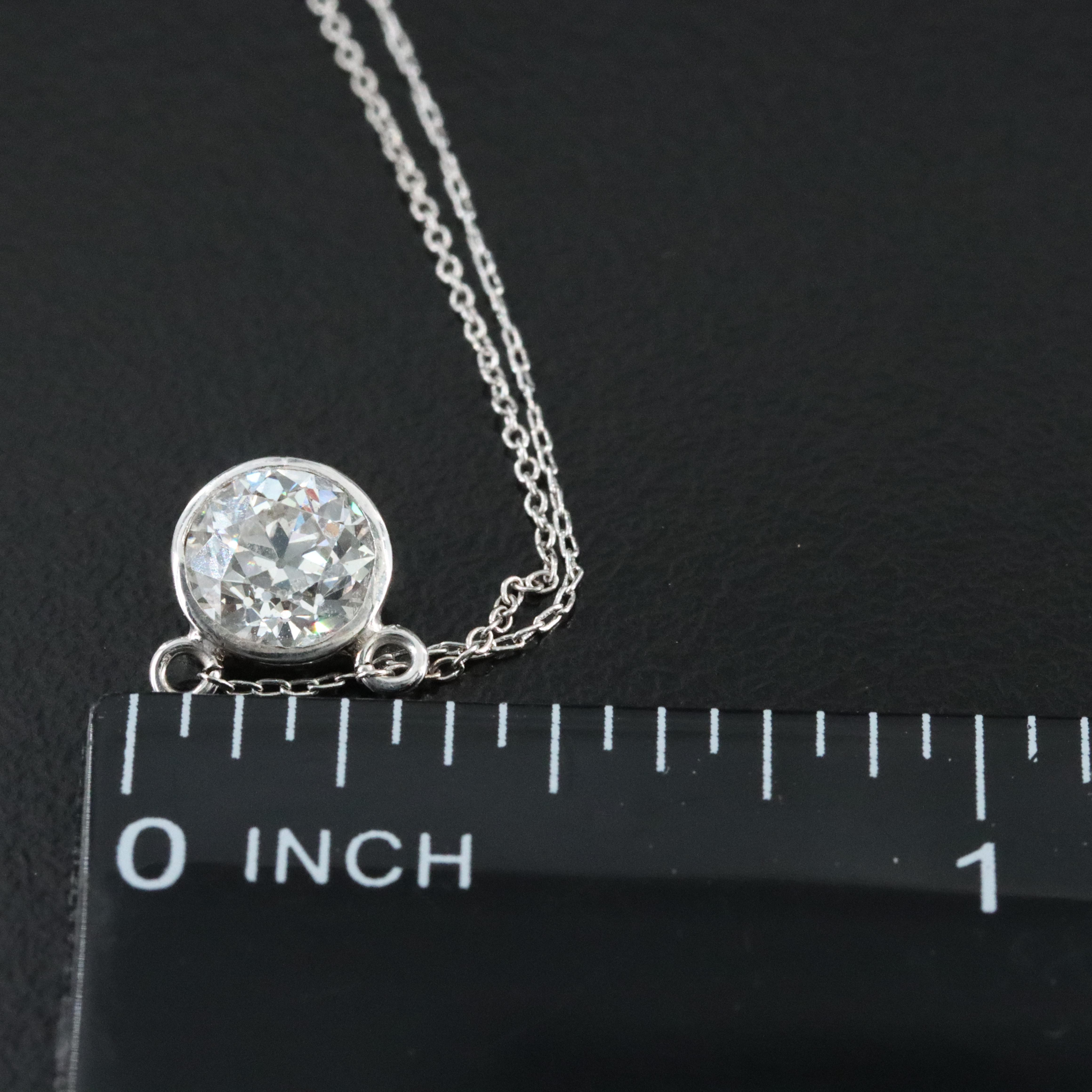 14K 0.82 CT Diamond Bezel Solitaire Necklace with GIA Report