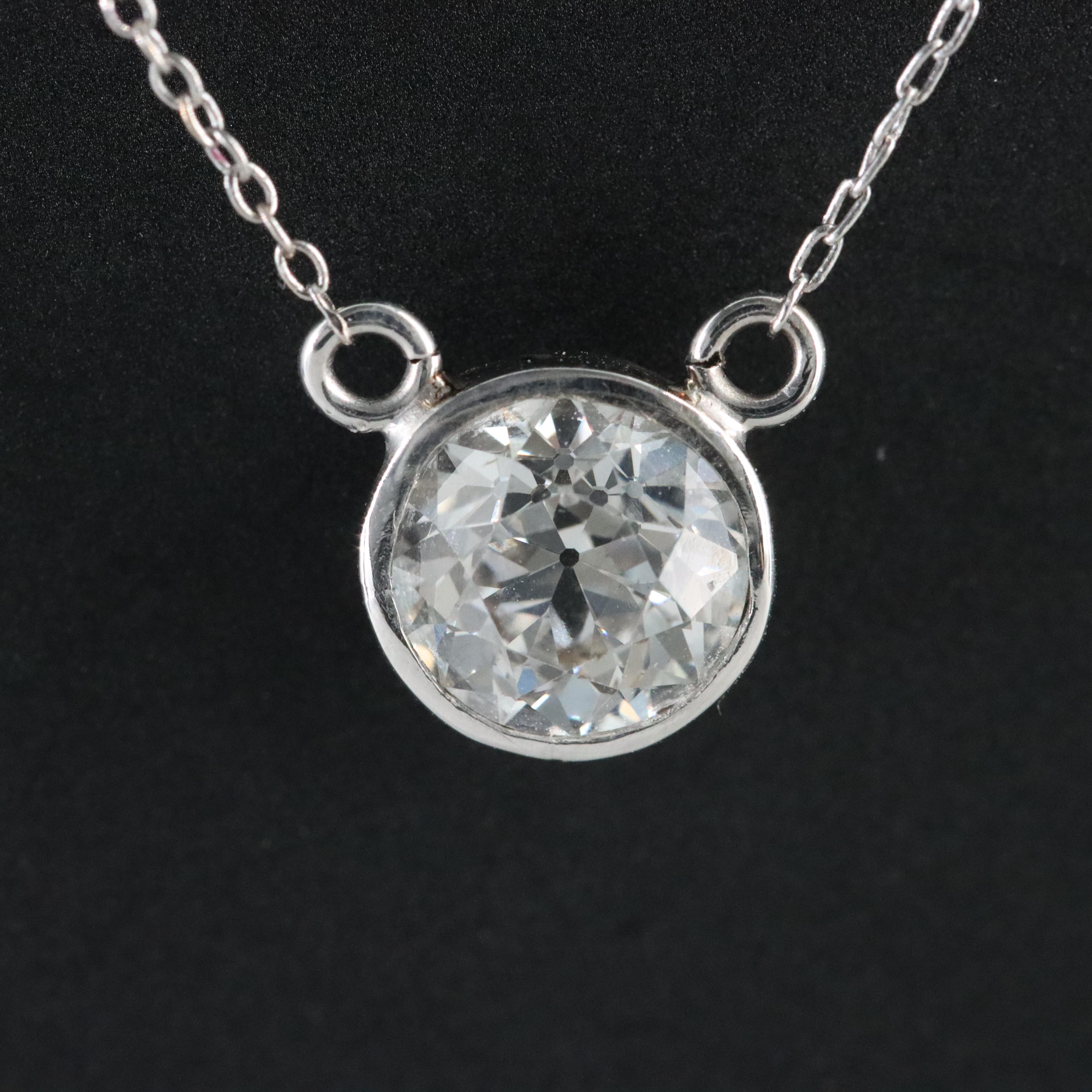 14K 0.82 CT Diamond Bezel Solitaire Necklace with GIA Report