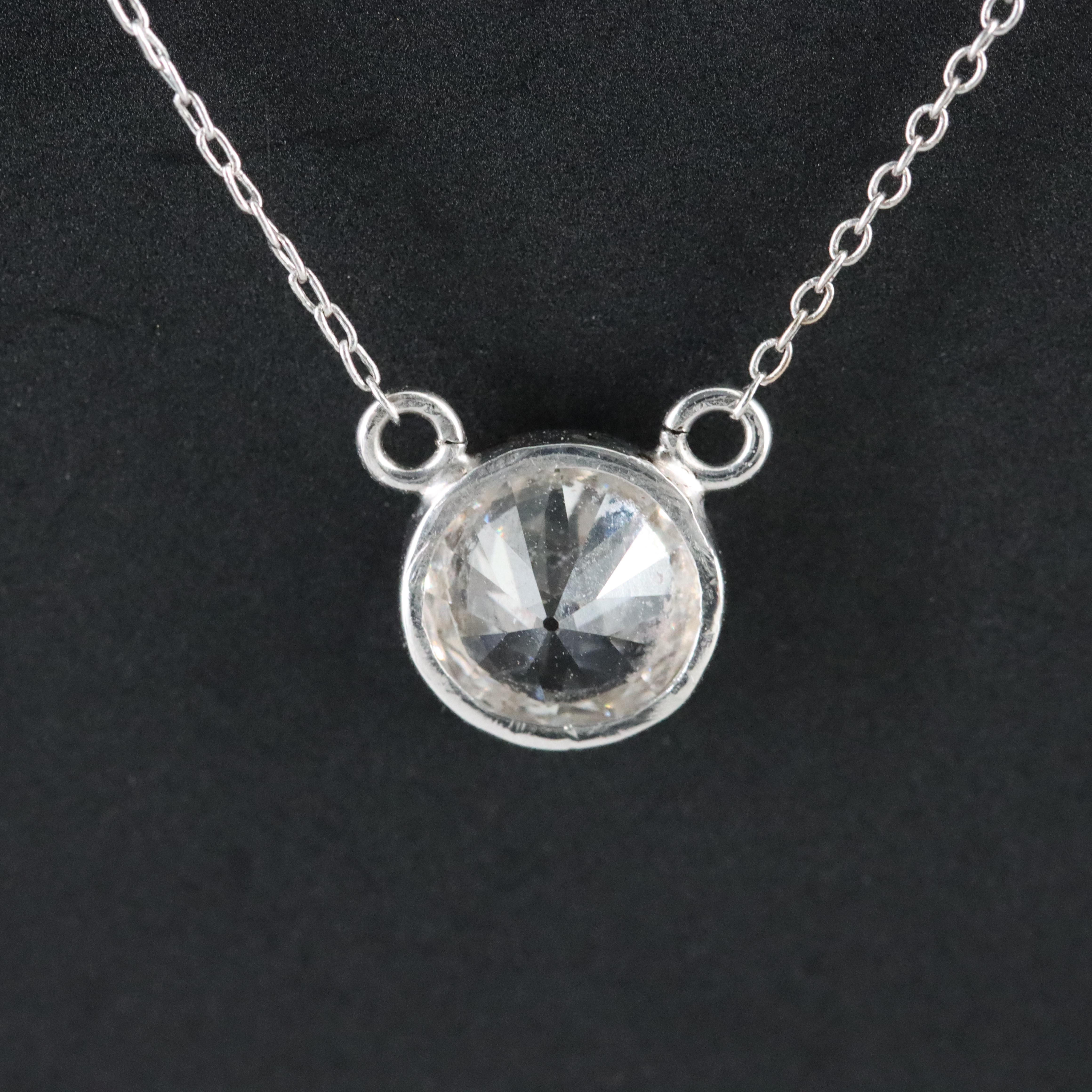 14K 0.82 CT Diamond Bezel Solitaire Necklace with GIA Report