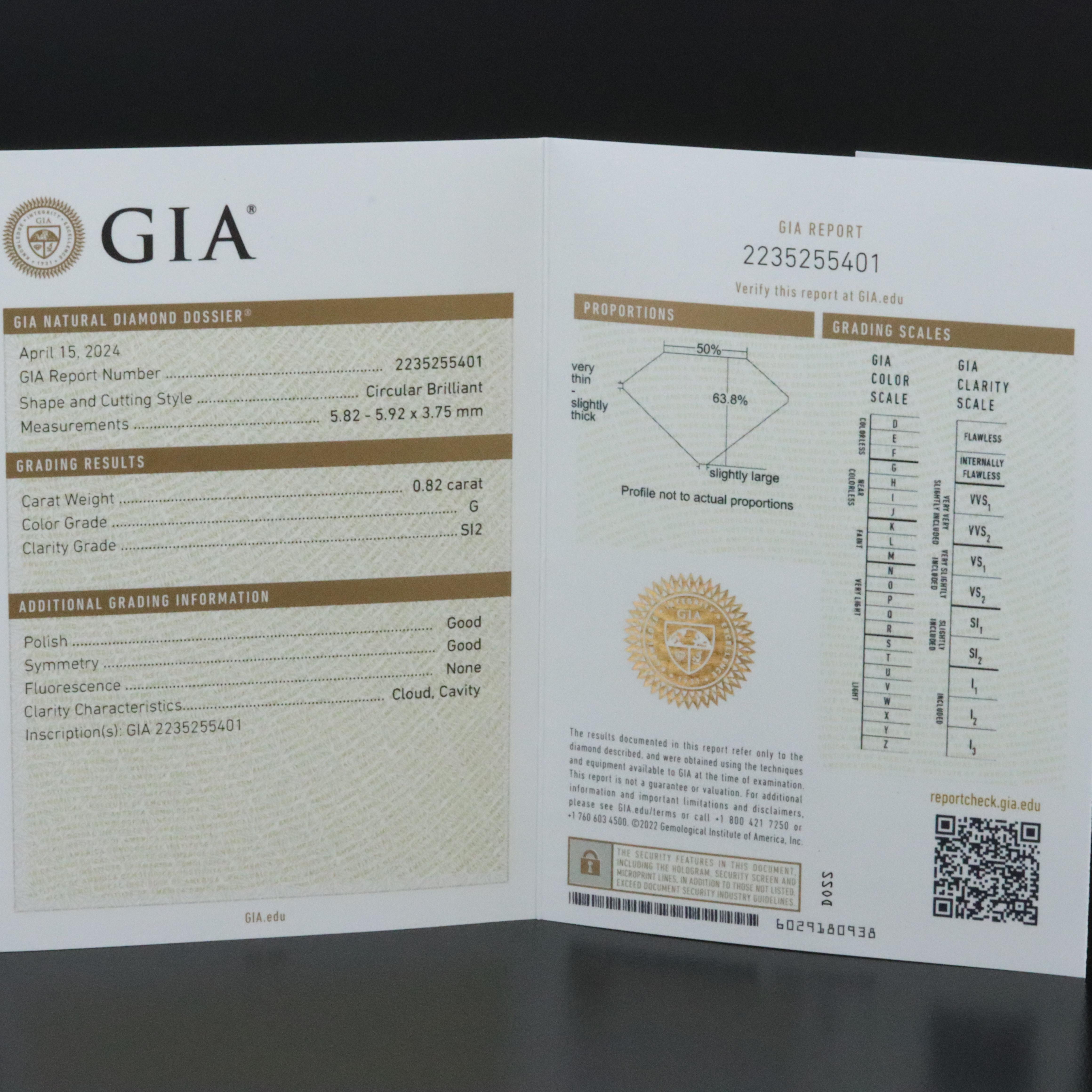 14K 0.82 CT Diamond Bezel Solitaire Necklace with GIA Report