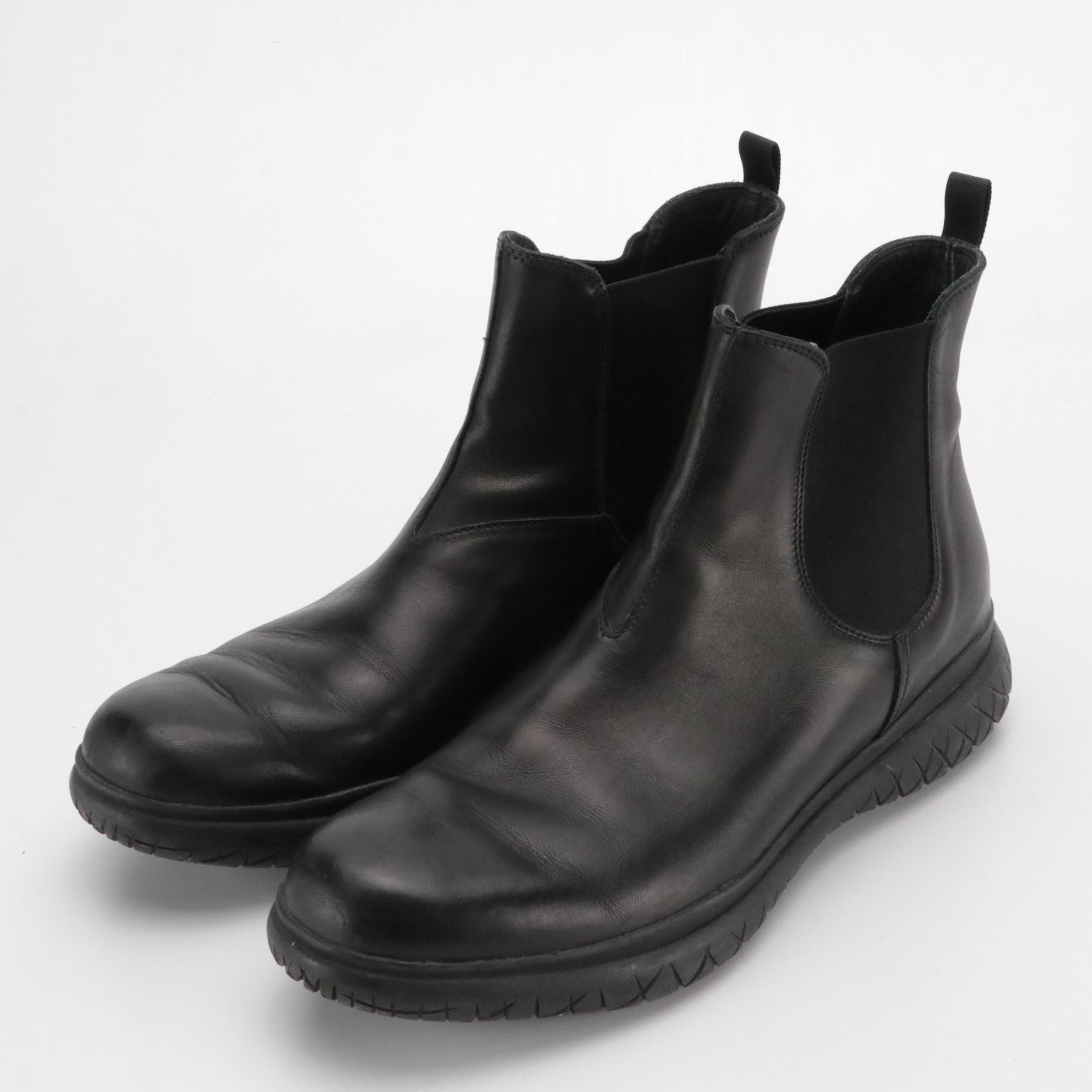Men's Prada Black Leather Slip-On Ankle Boots