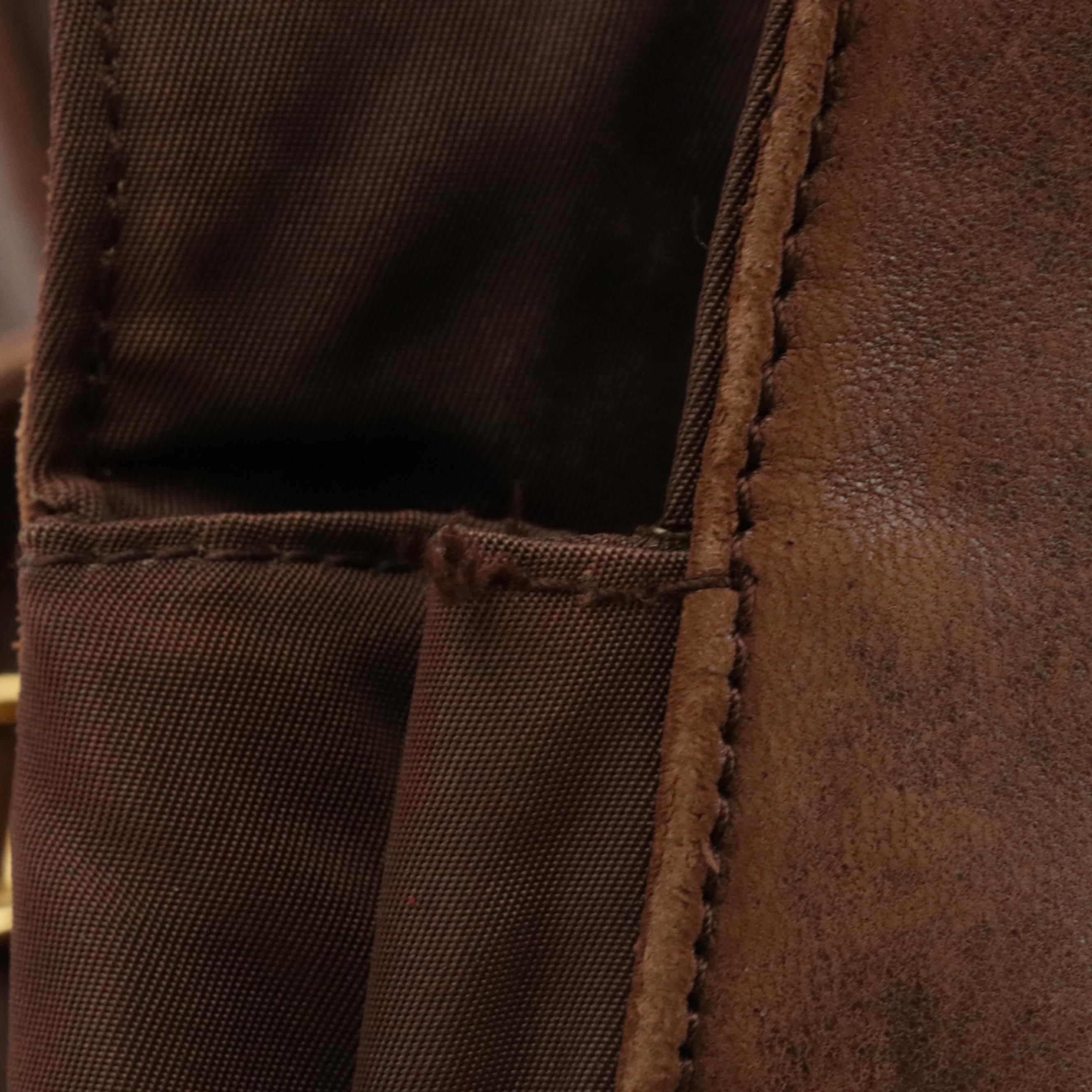 Prada Double Chain Shoulder Bag in Brown Leather and Nylon Canvas