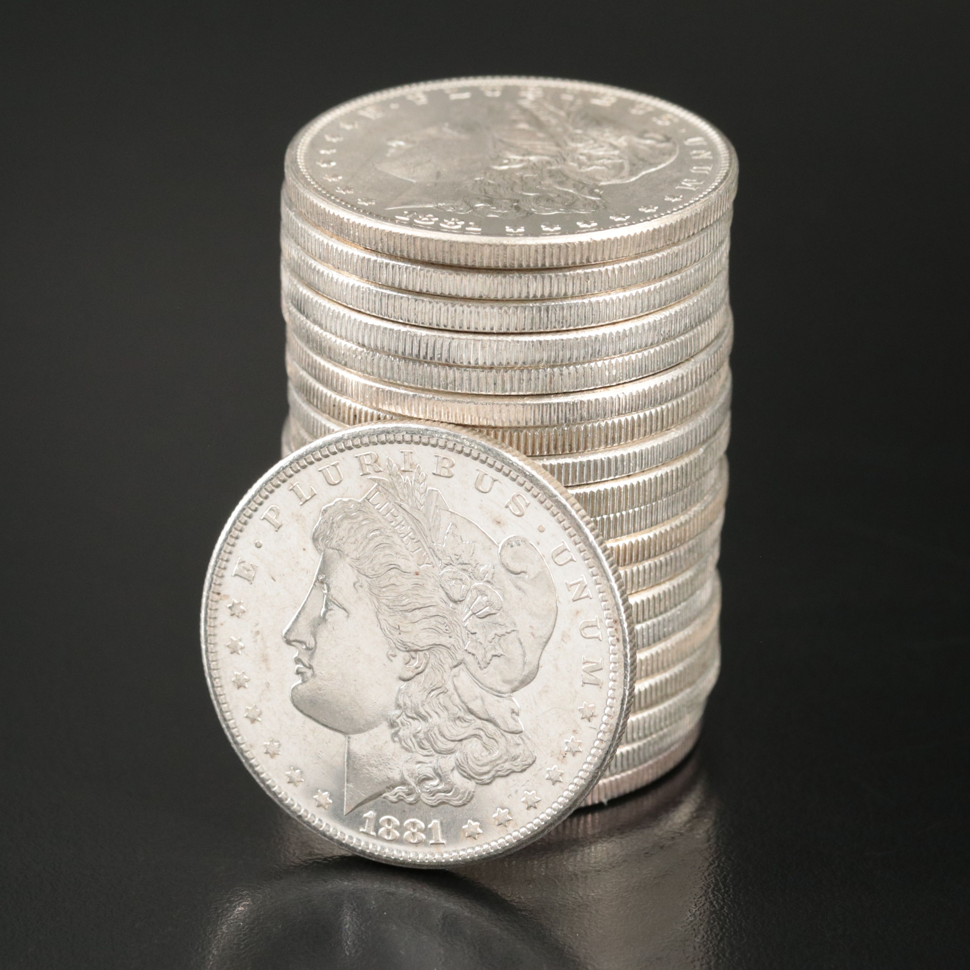 Roll of Twenty Uncirculated 1881-S Morgan Silver Dollars