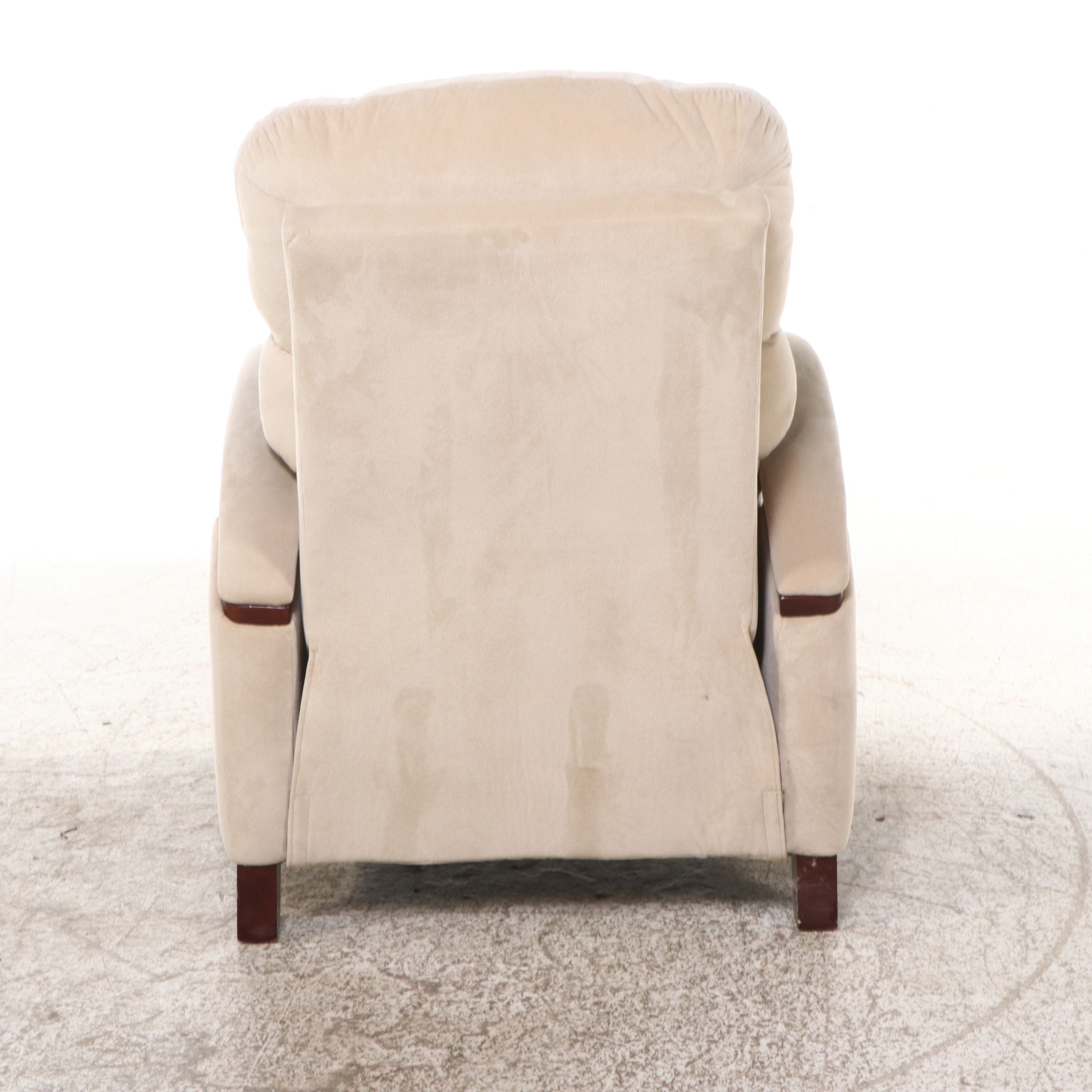 Art Deco Style Upholstered Ottoman with Wooden Arms