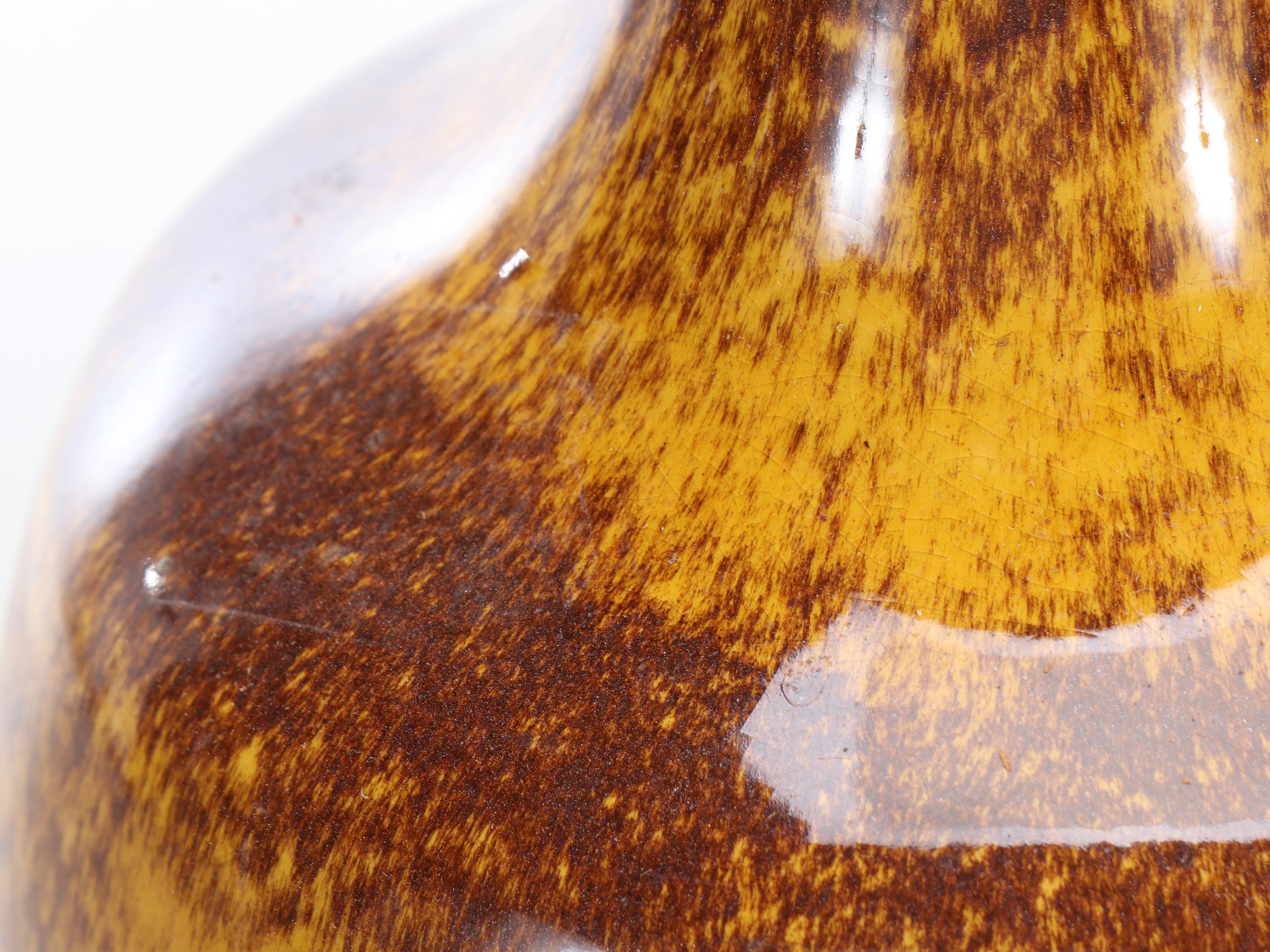 MCM Drip Glaze Ribbed Bottle Lamps, Mid to Late 20th Century