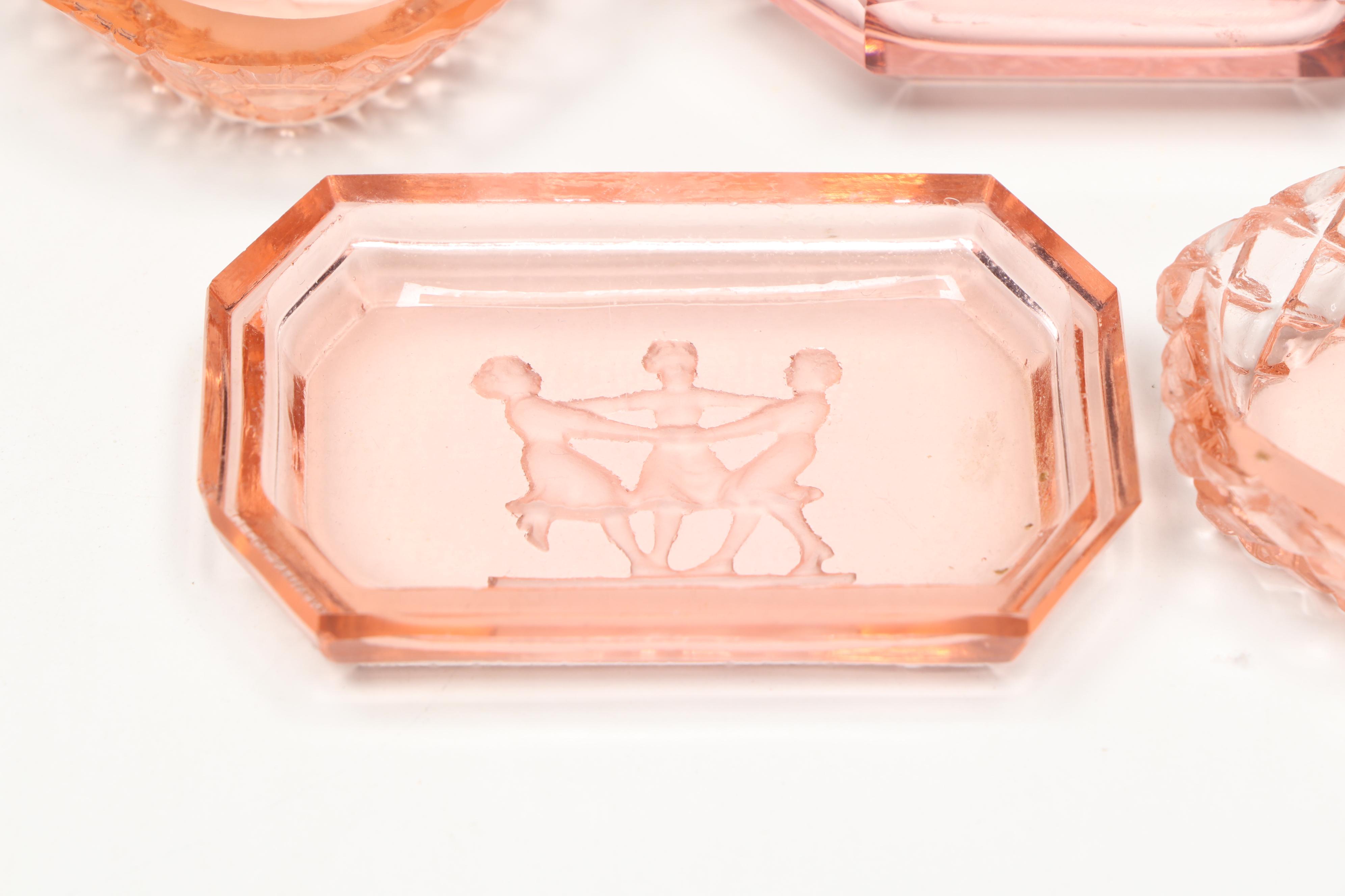 Art Deco Style Czechoslovakian Intaglio Glass Salt Cellars