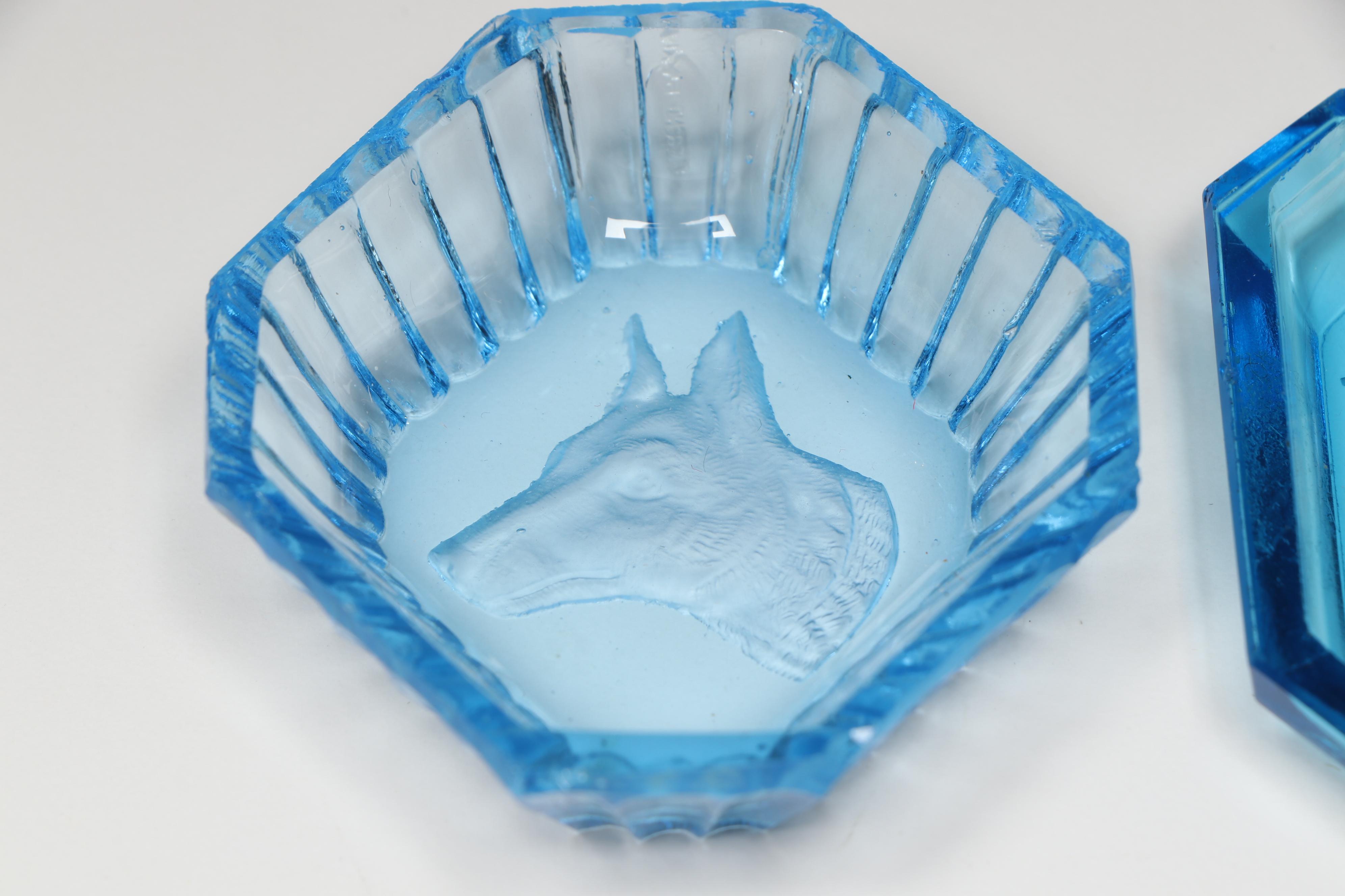 Art Deco Style Czechoslovakian Intaglio Glass Salt Cellars