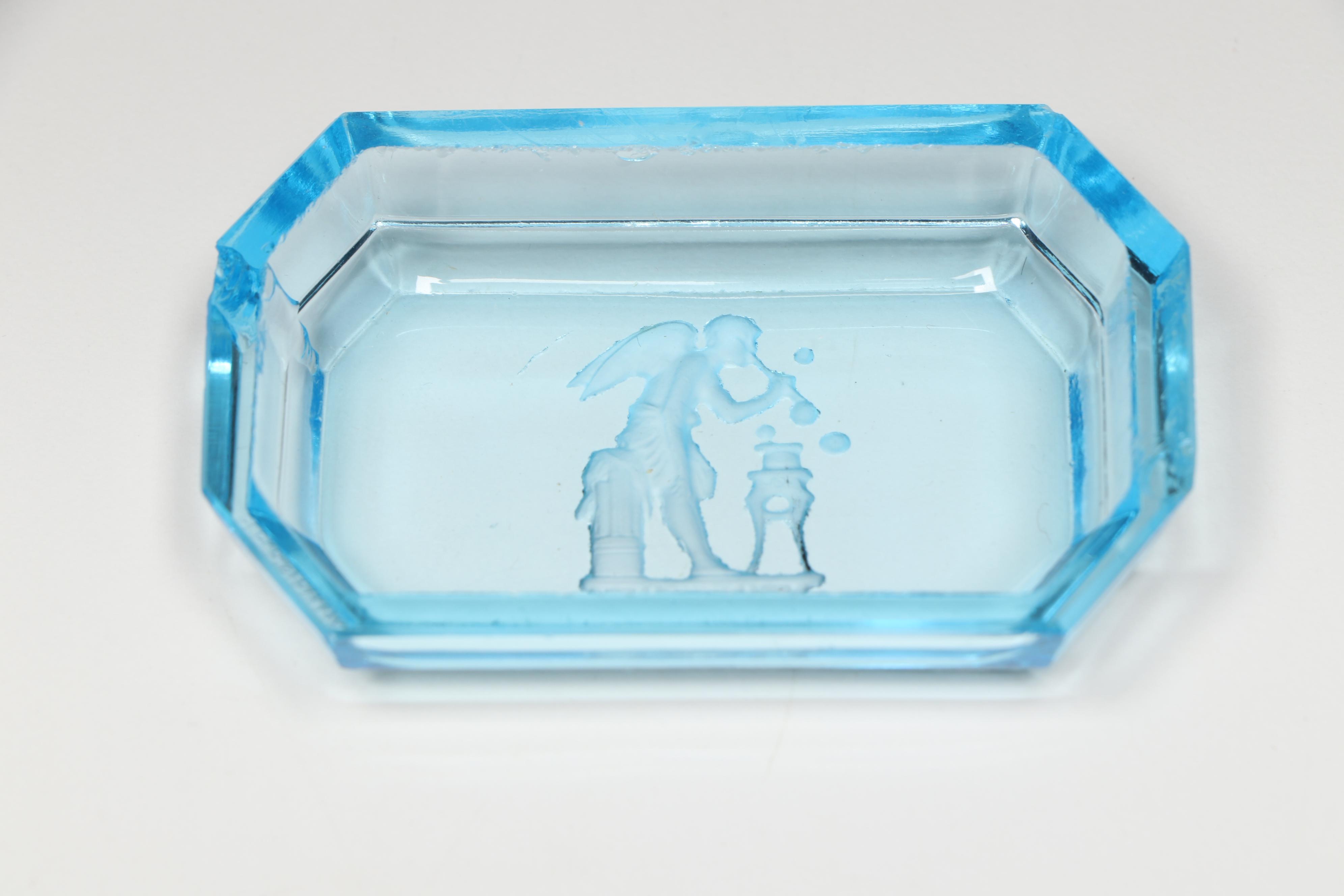 Art Deco Style Czechoslovakian Intaglio Glass Salt Cellars