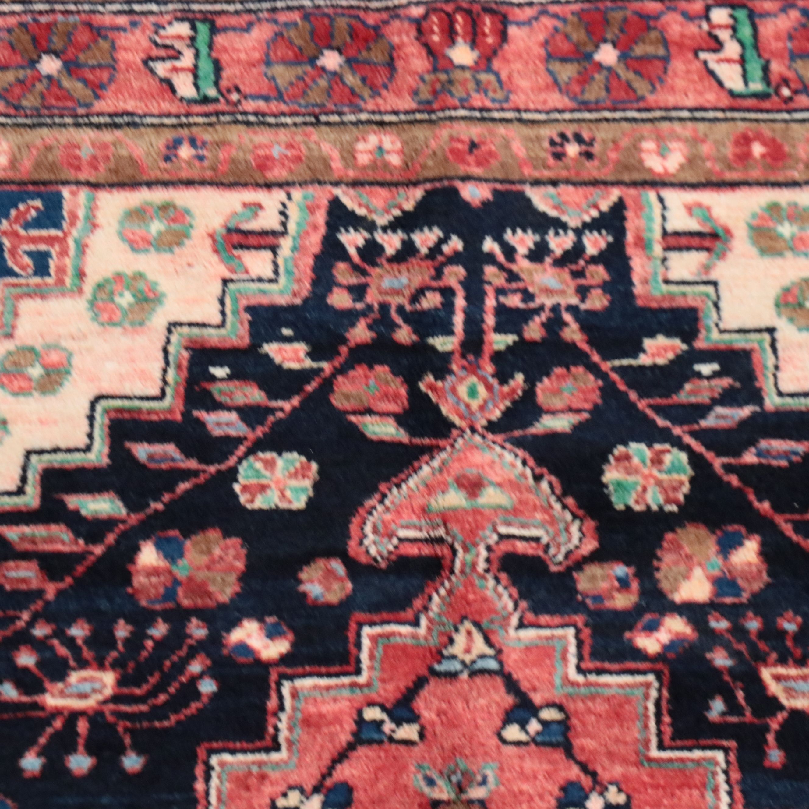 4'2 x 6'1 Hand-Knotted Persian Hamadan Area Rug