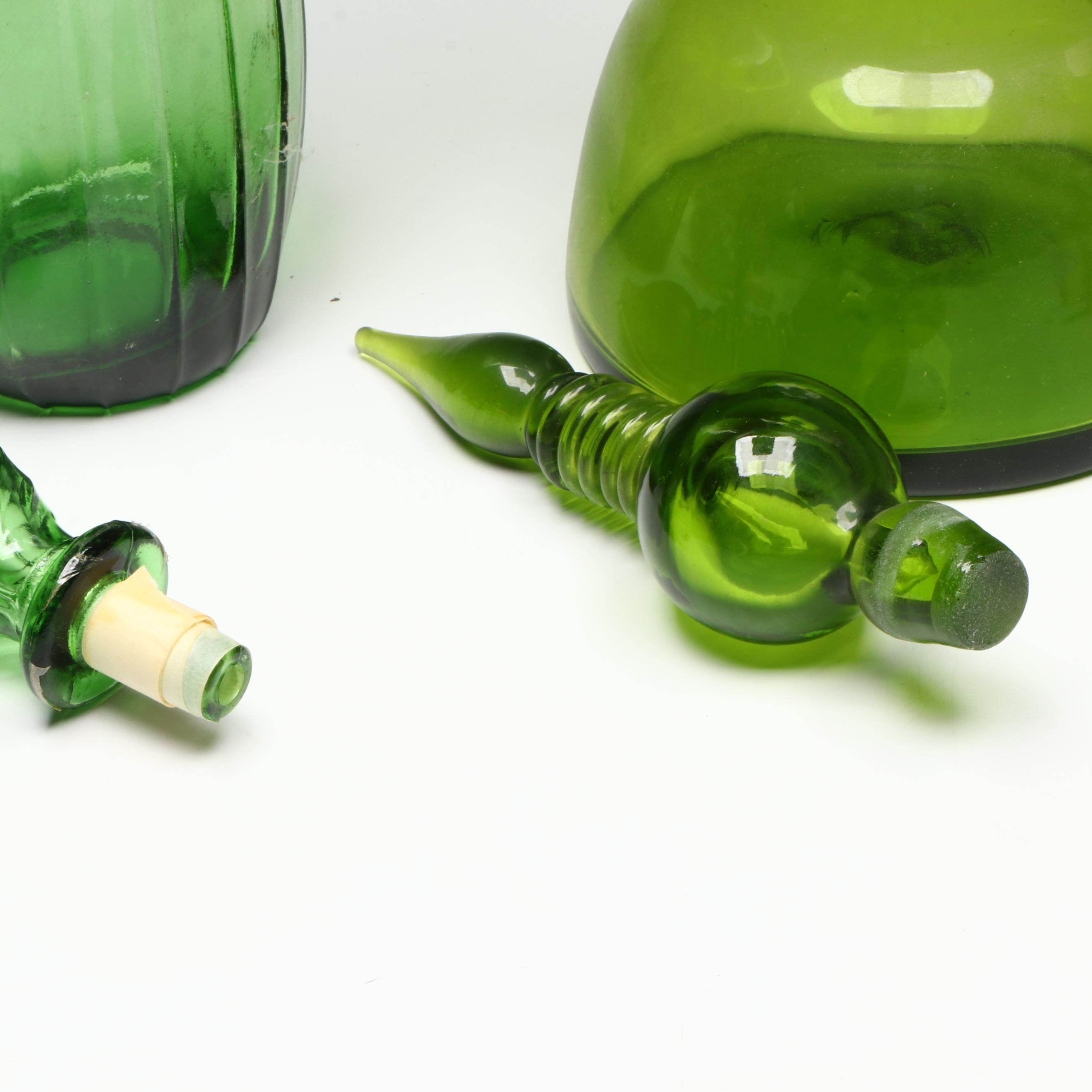 Mid Century Modern Art Glass Decanters with Italian Ice Chamber Wine Decanter