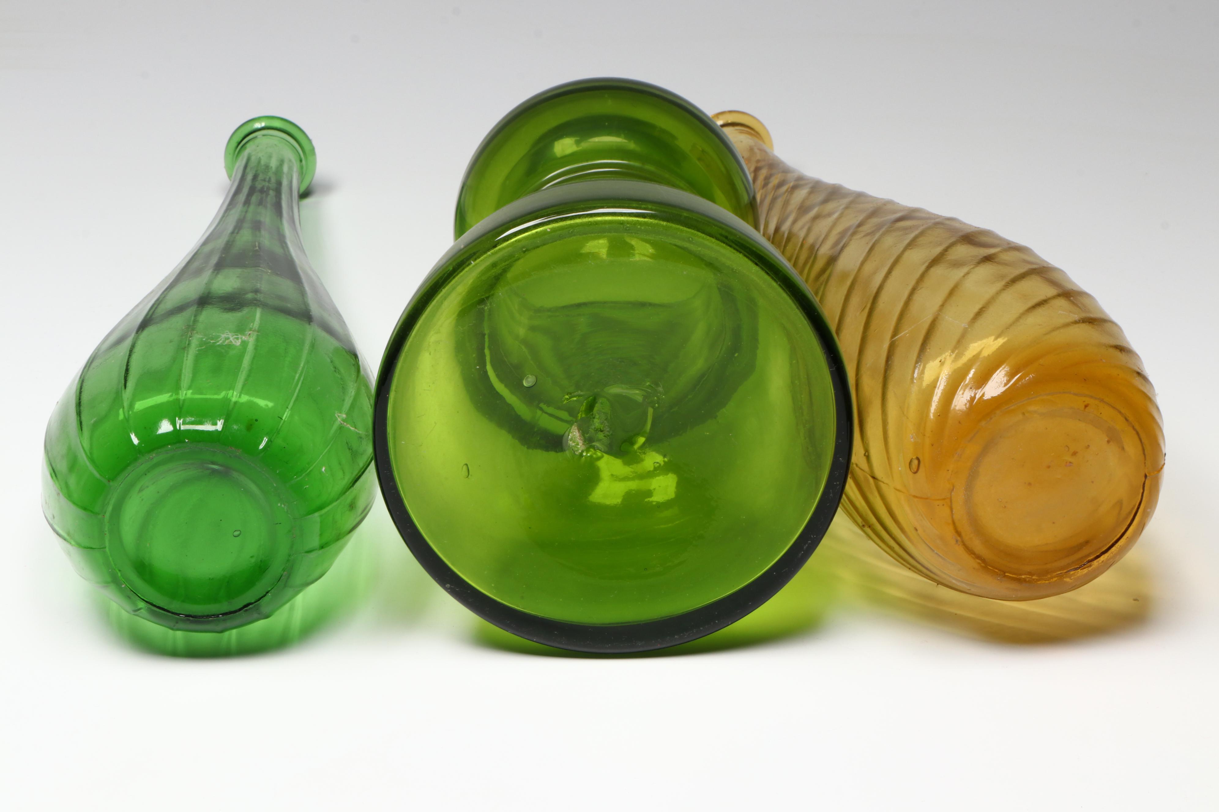 Mid Century Modern Art Glass Decanters with Italian Ice Chamber Wine Decanter