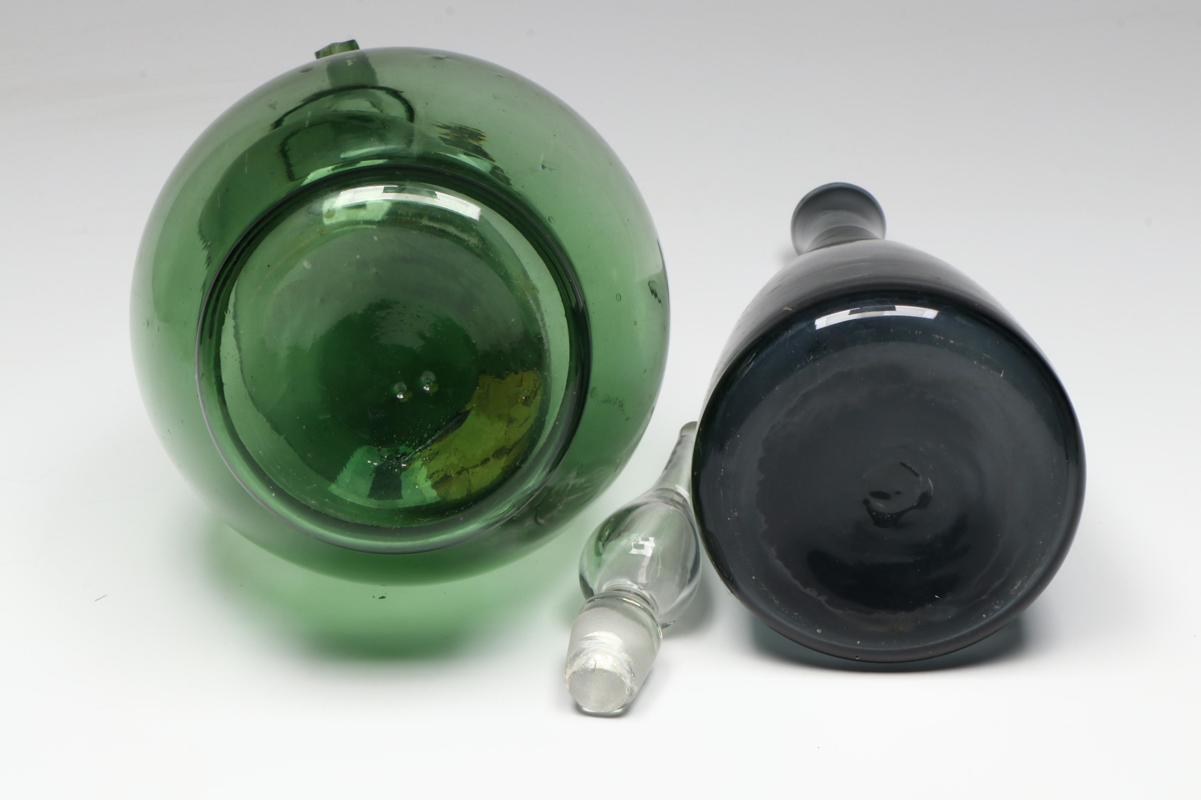 Mid Century Modern Art Glass Decanters with Italian Ice Chamber Wine Decanter