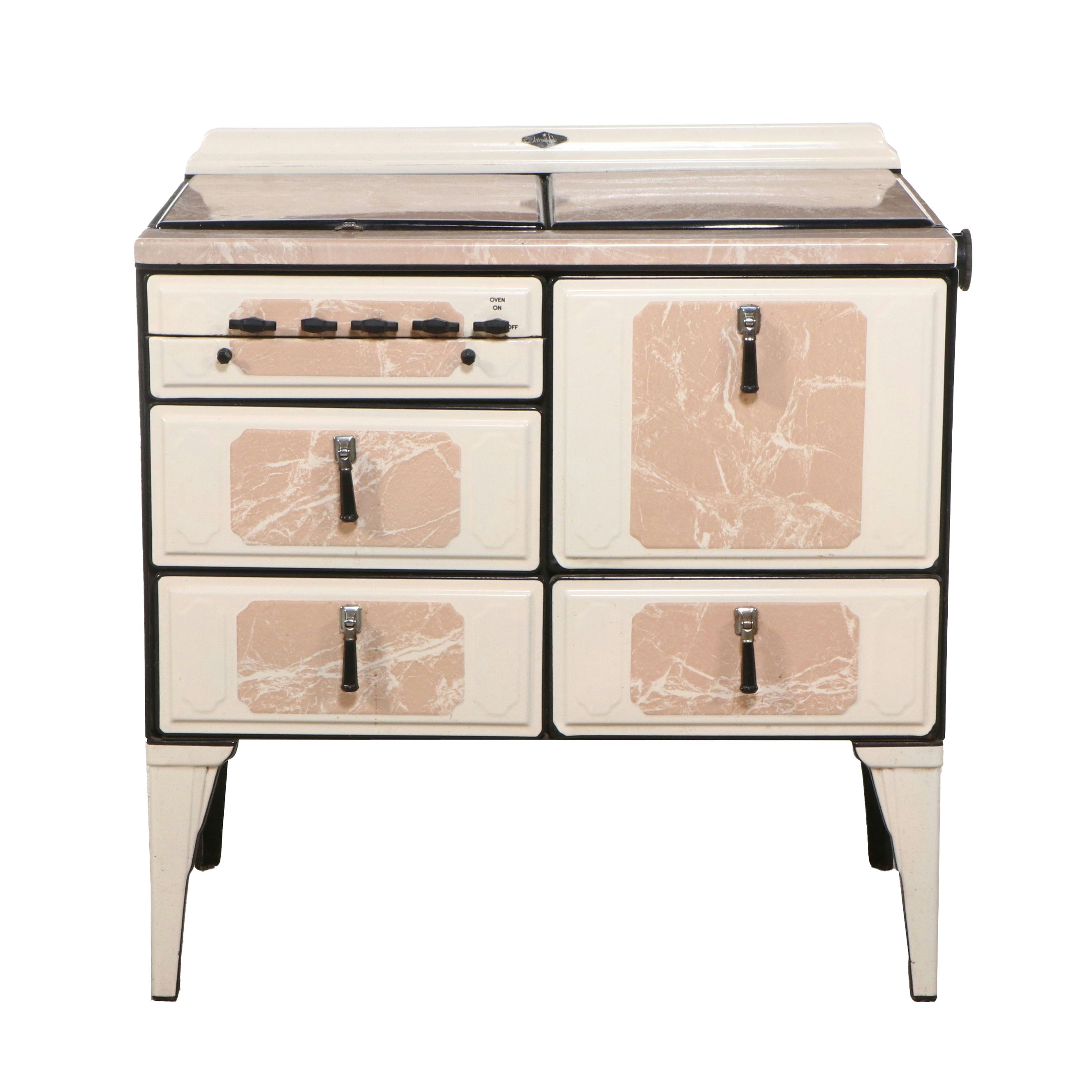 Detroit Gas Star Art Deco Style Enamel Stove, Early to Mid-20th Century