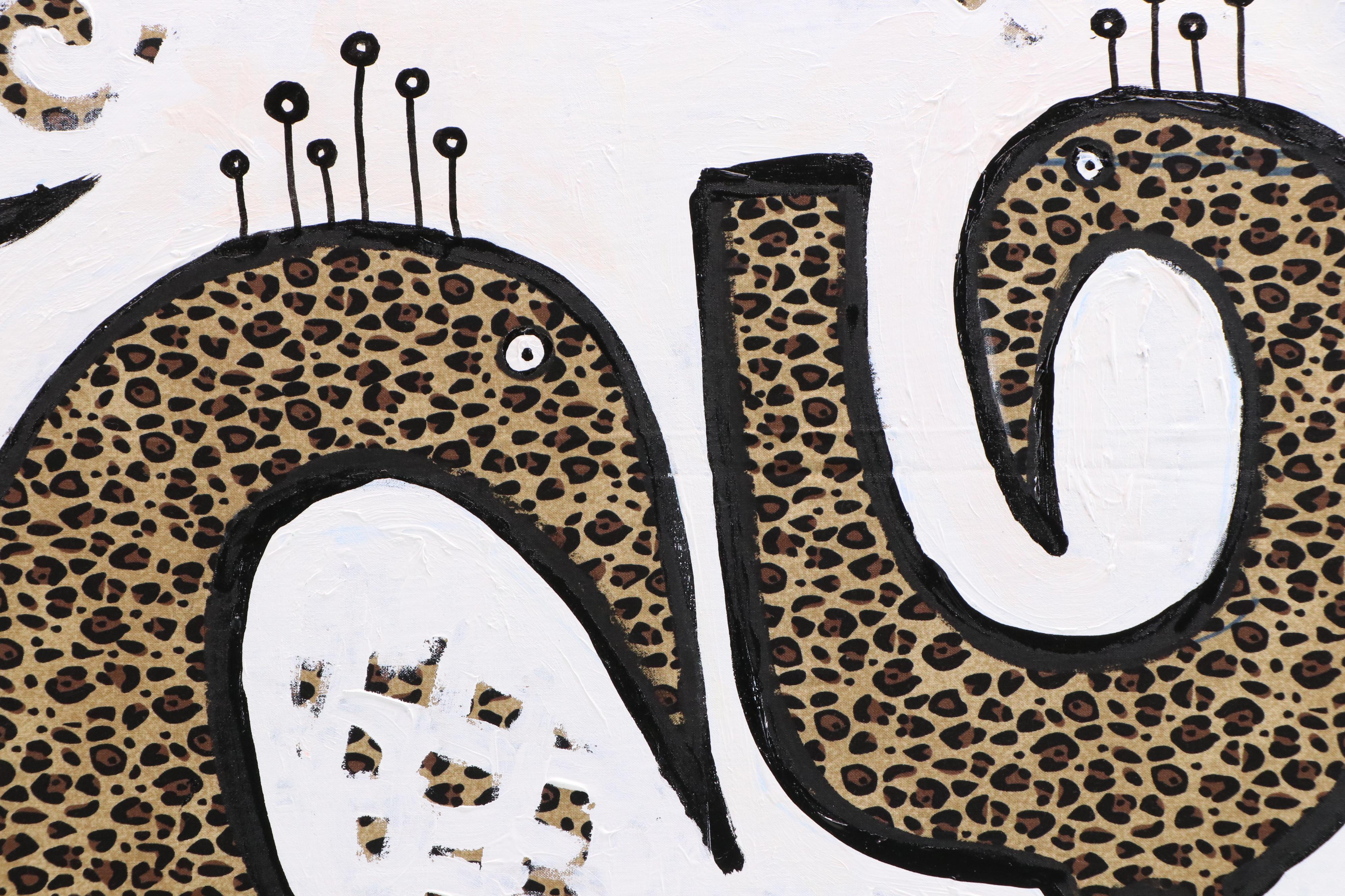 Lanre Buraimoh Stylized Mixed Media Painting "Birds Kingdom IV," 2025