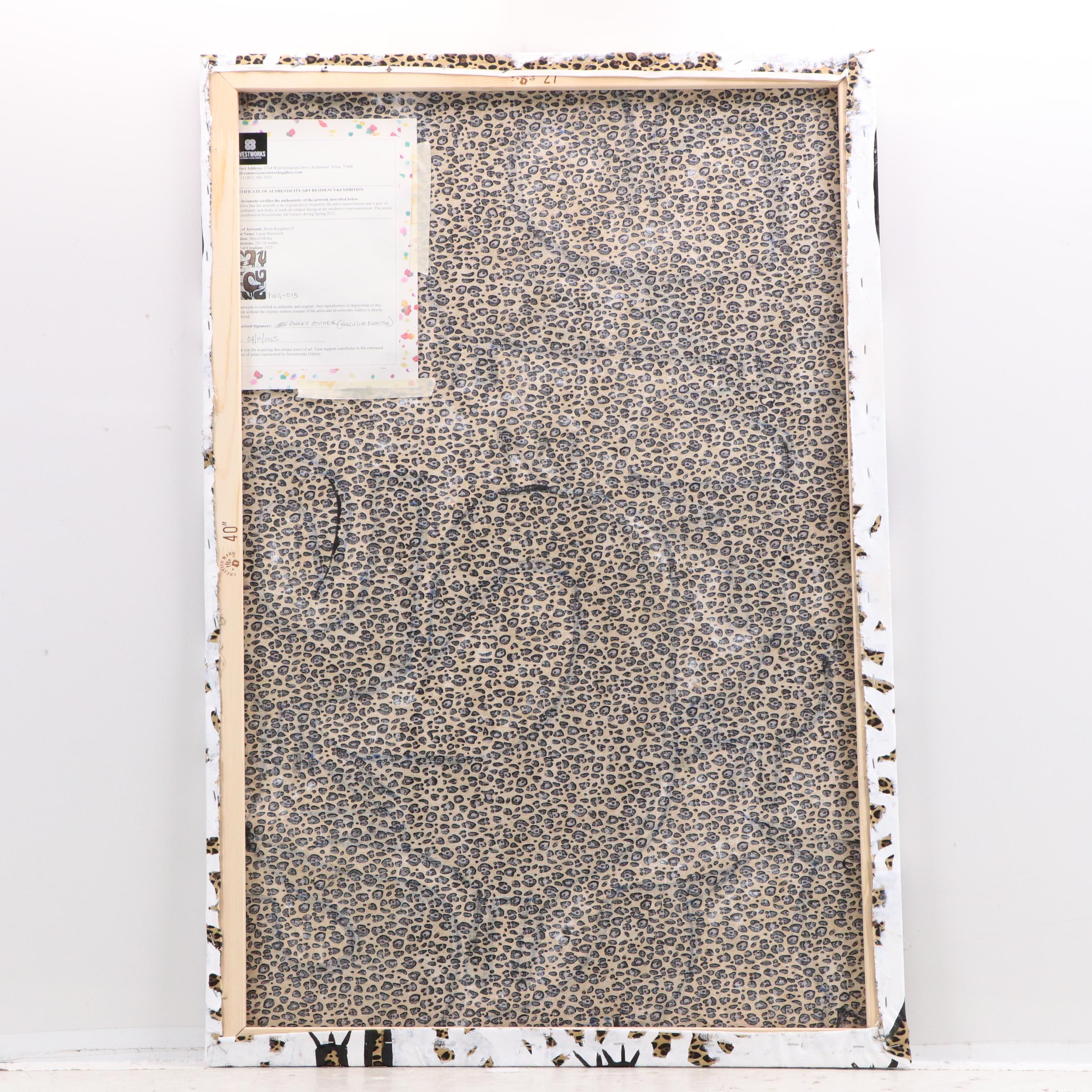 Lanre Buraimoh Stylized Mixed Media Painting "Birds Kingdom IV," 2025