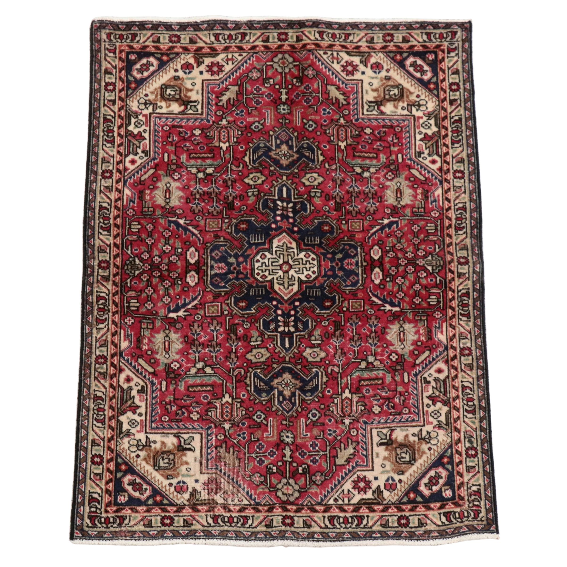 3'2 x 4'10 Hand-Knotted Persian Heriz Accent Rug