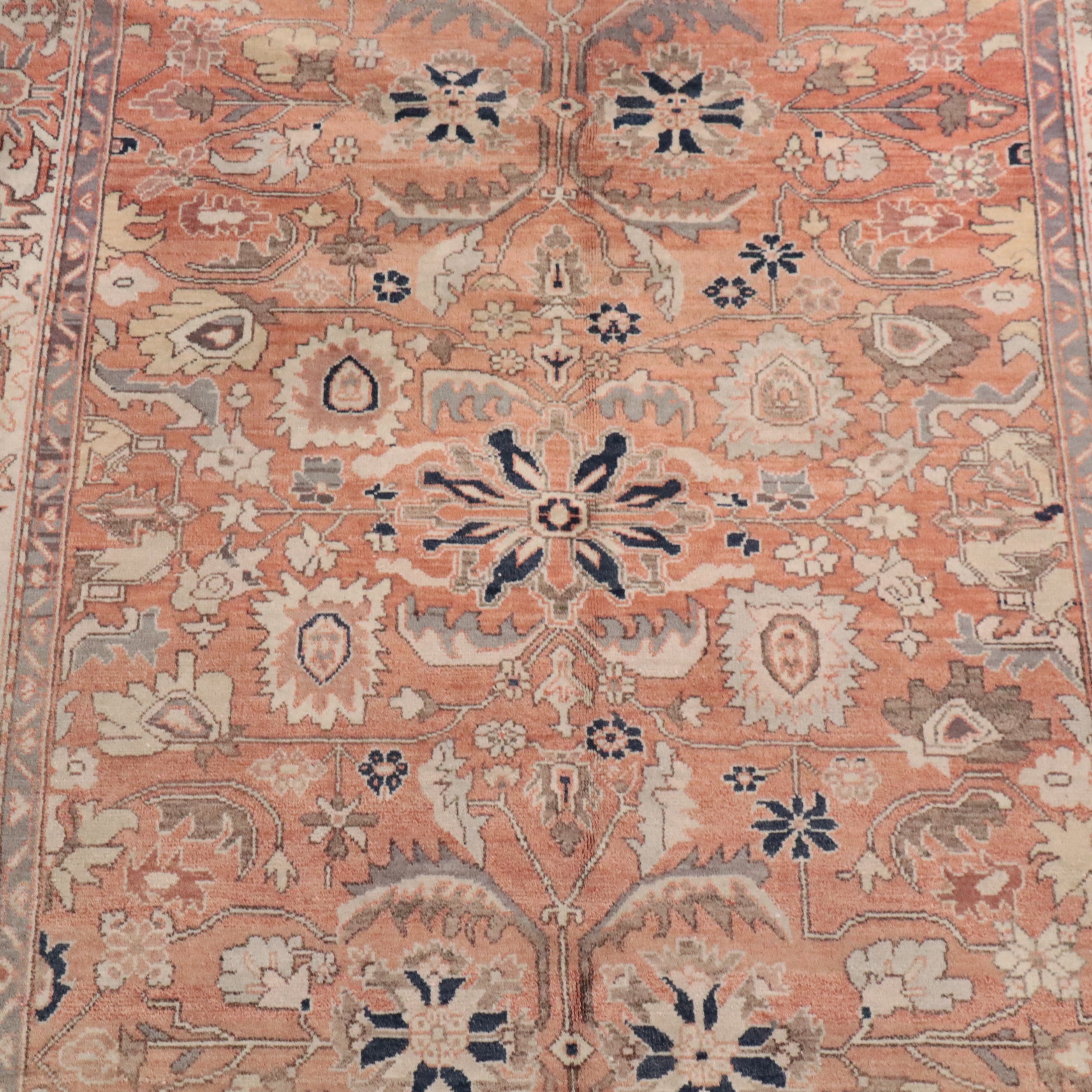 6'1 x 9'2 Hand-Knotted Indian Agra Area Rug