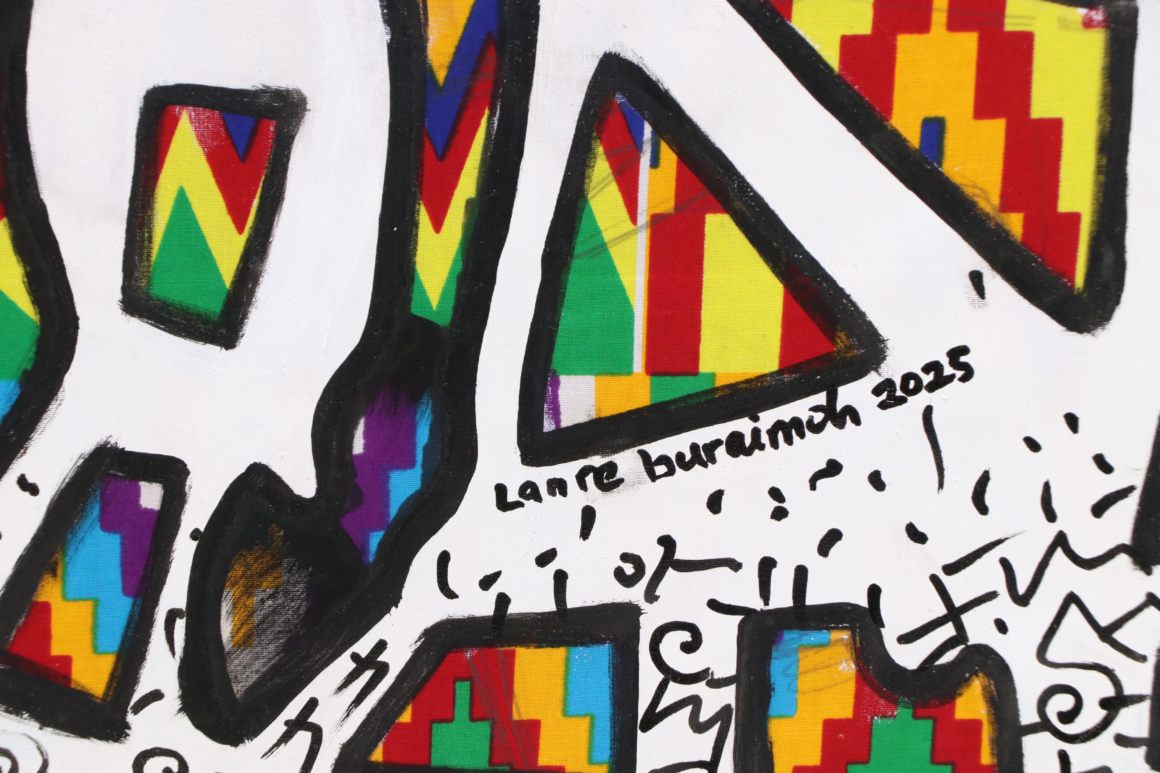 Lanre Buraimoh Stylized Mixed Media Painting "Horse in Motion," 2025