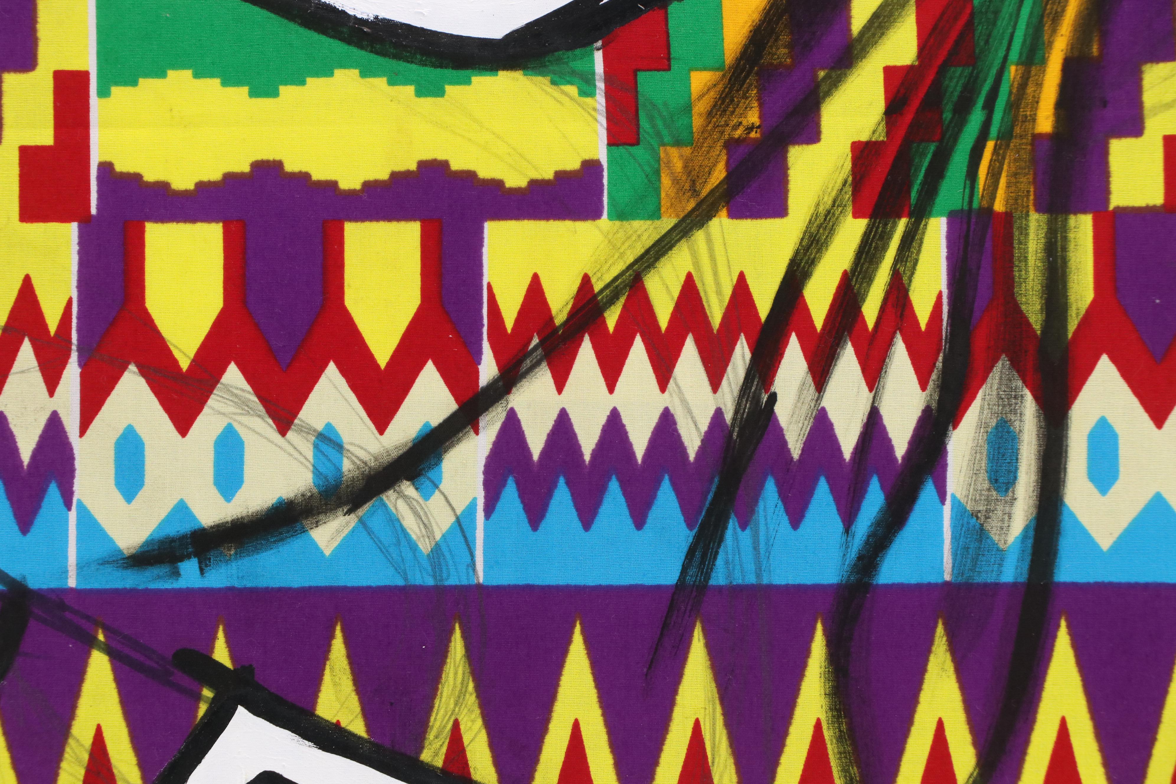 Lanre Buraimoh Stylized Mixed Media Painting "Horse in Motion," 2025