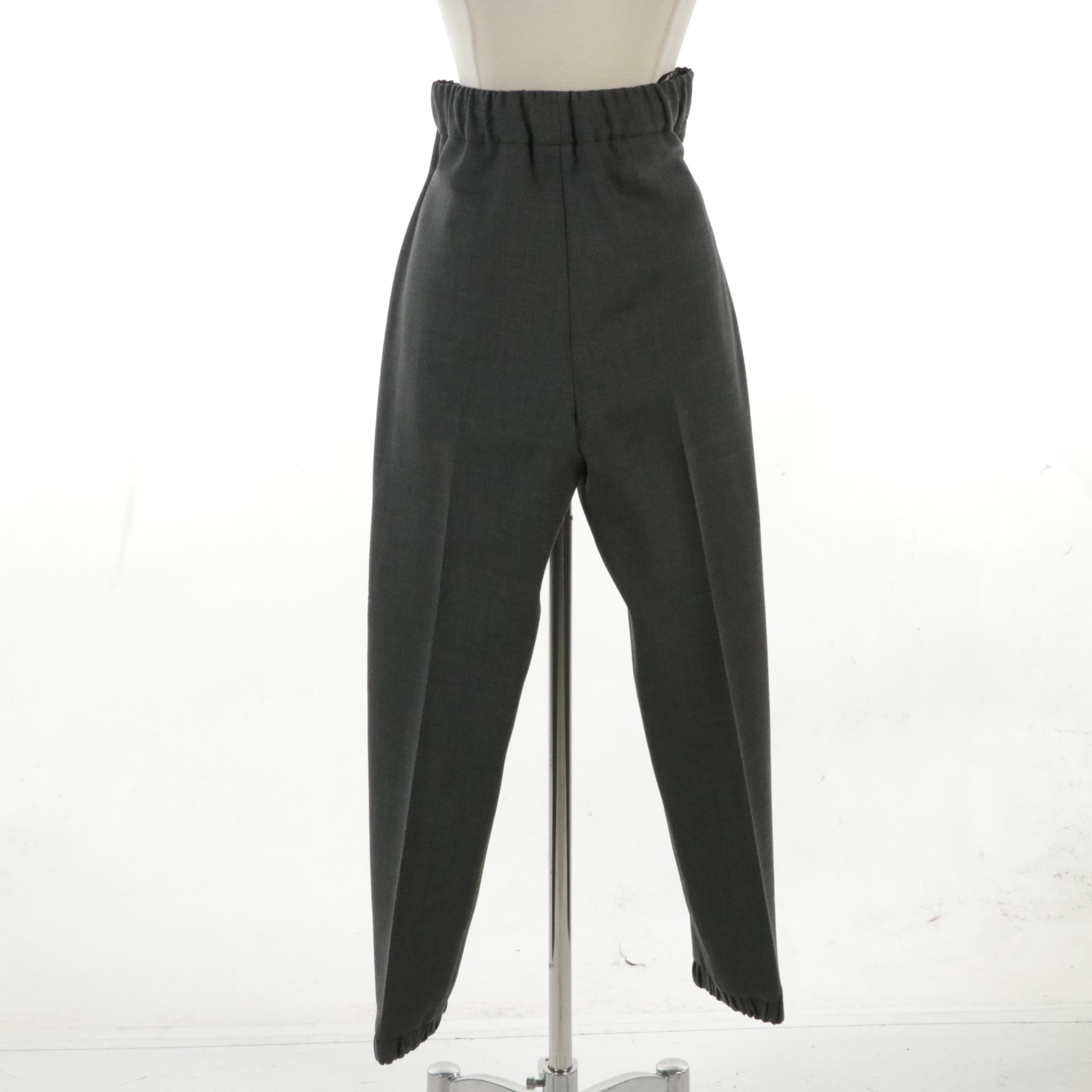 Prada Grey Wool Stretch Jogger Trousers Pants