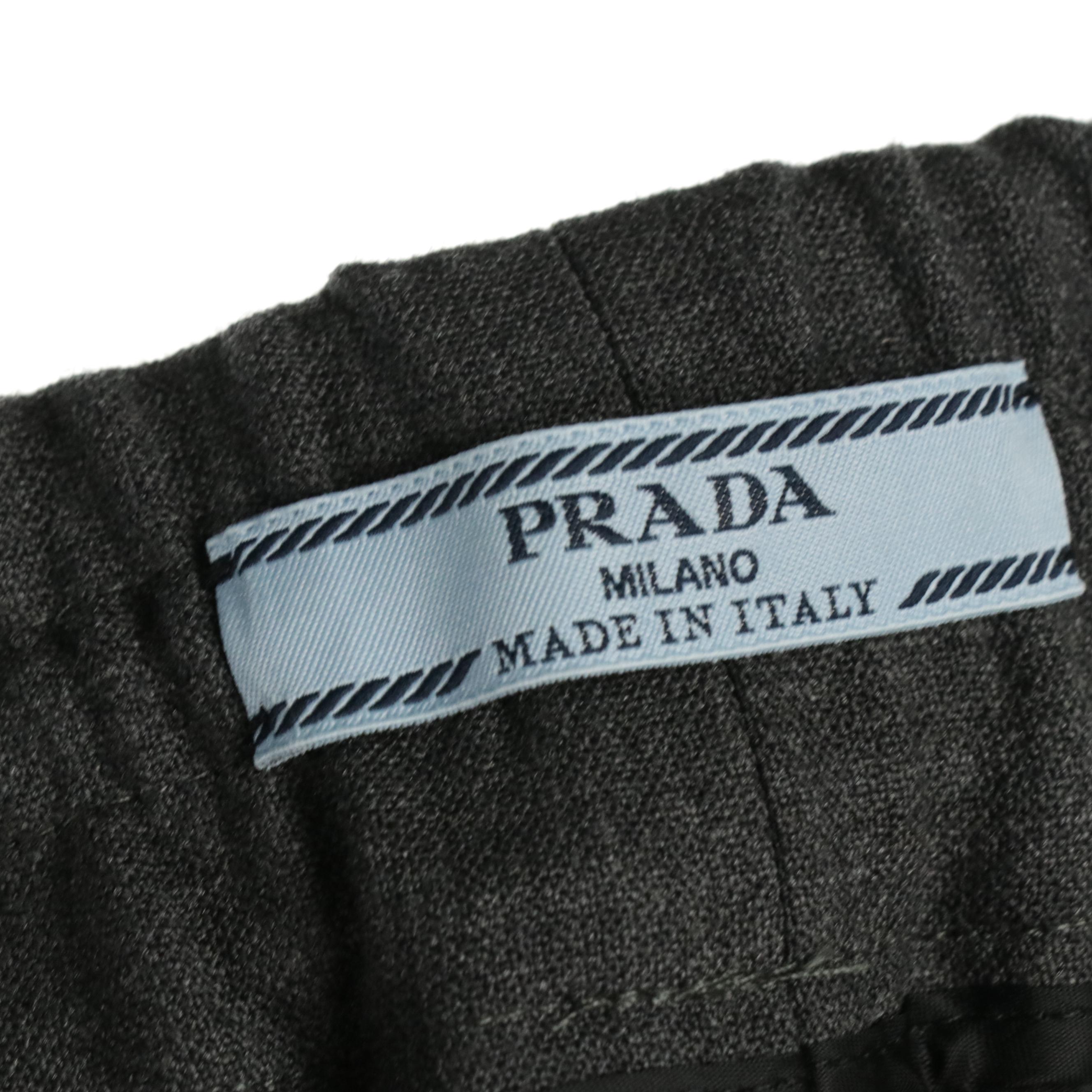 Prada Grey Wool Stretch Jogger Trousers Pants