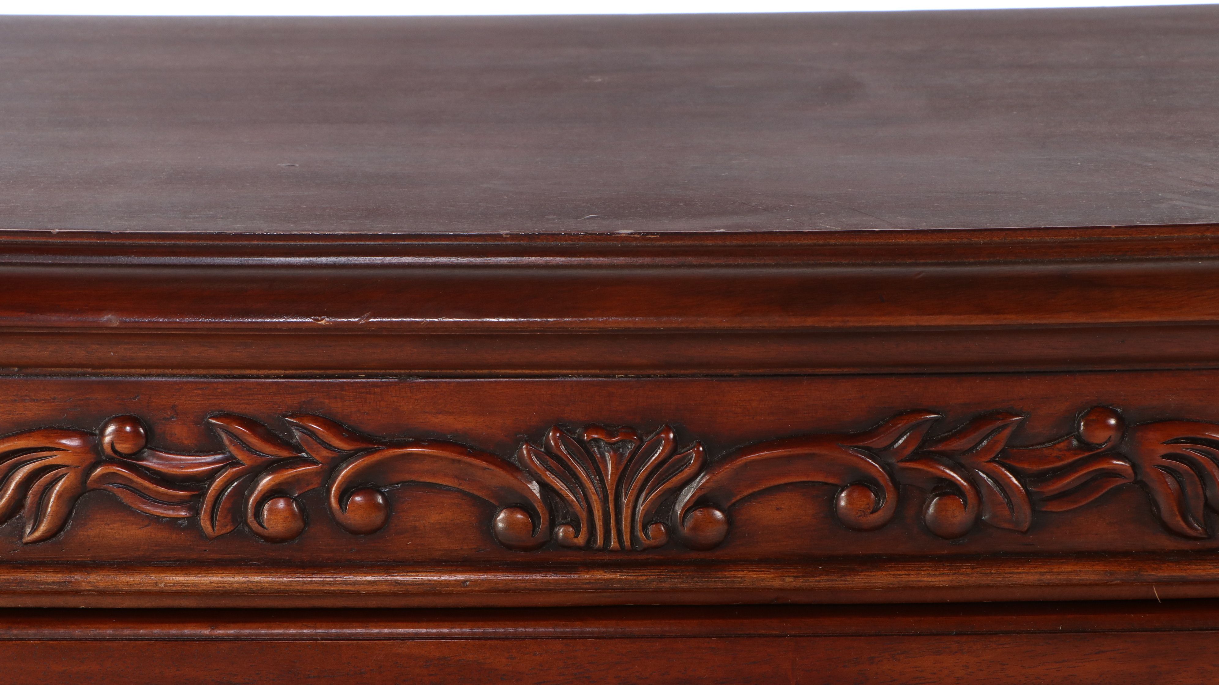 Baroque Style Mahogany Dresser with Wall Hanging Mirror