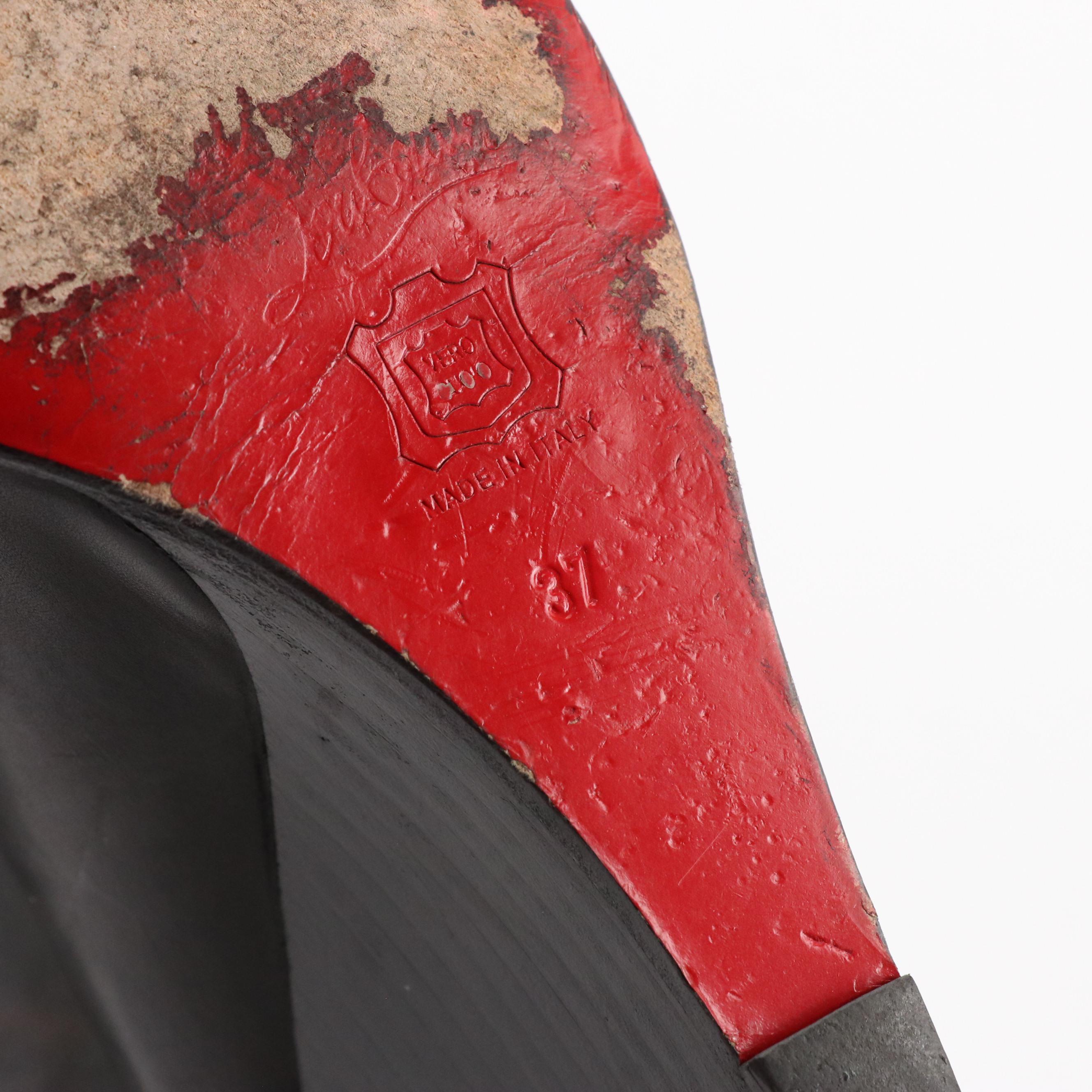 Christian Louboutin Wedge Knee-High Boots in Black Leather