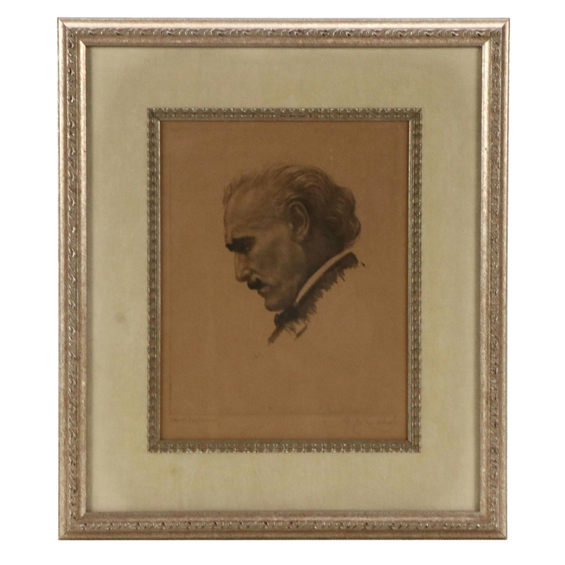 Ferdinand Michl Portrait Mezzotint, Early to Mid-20th Century