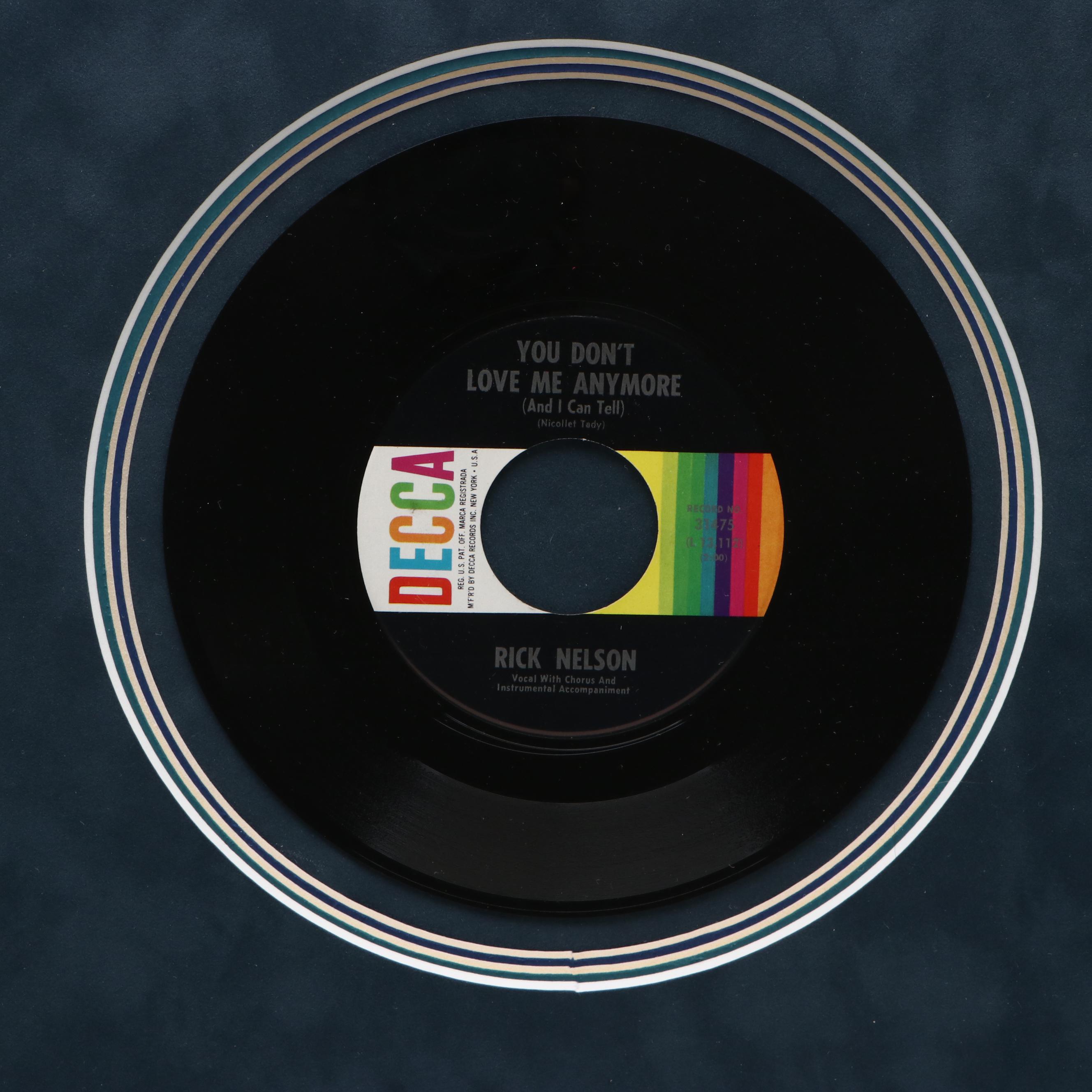 Ricky Nelson "You Don't Love Me Anymore" Record and Photograph