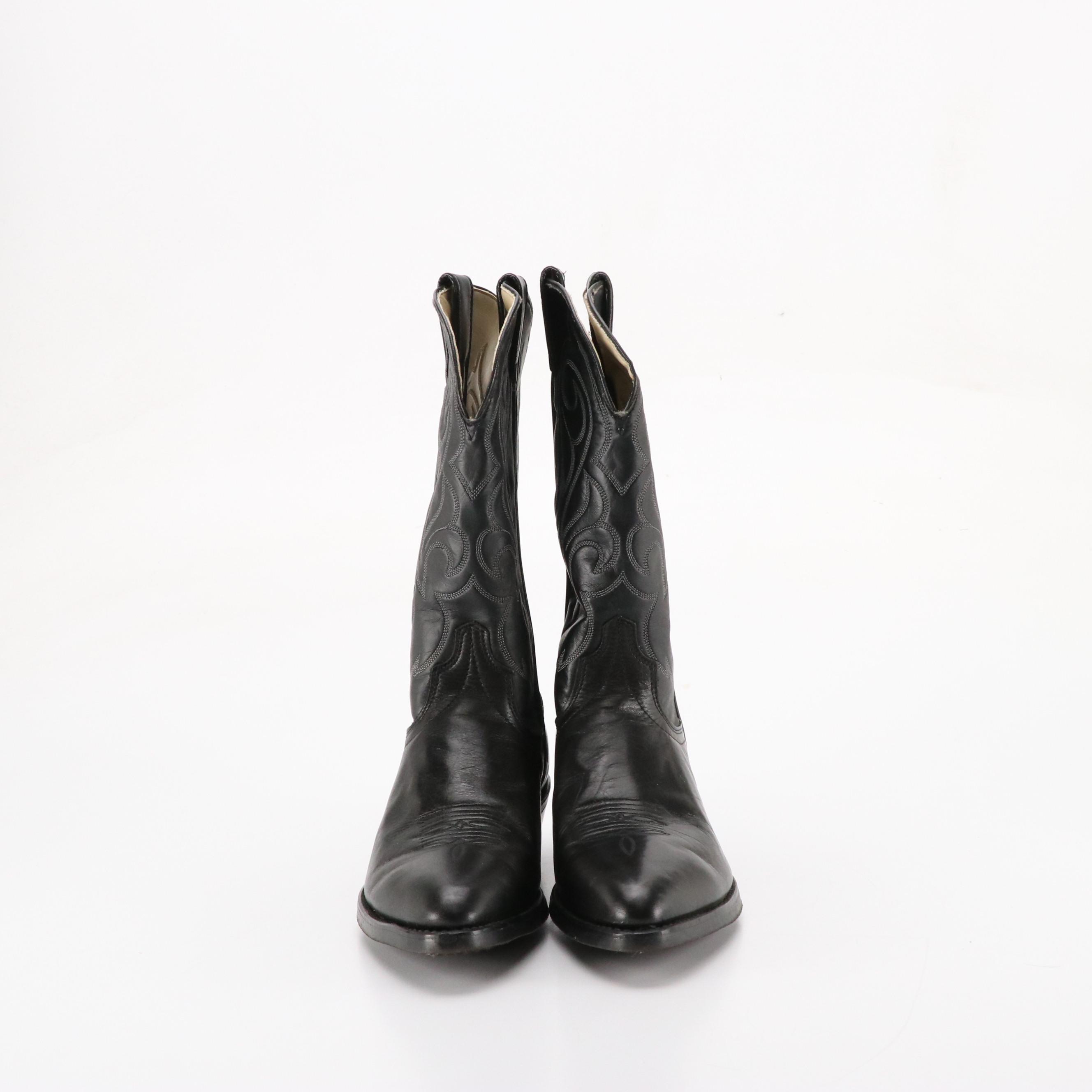 Men's Laredo Black Leather Western Boots and Sears Mocha Suede Boots