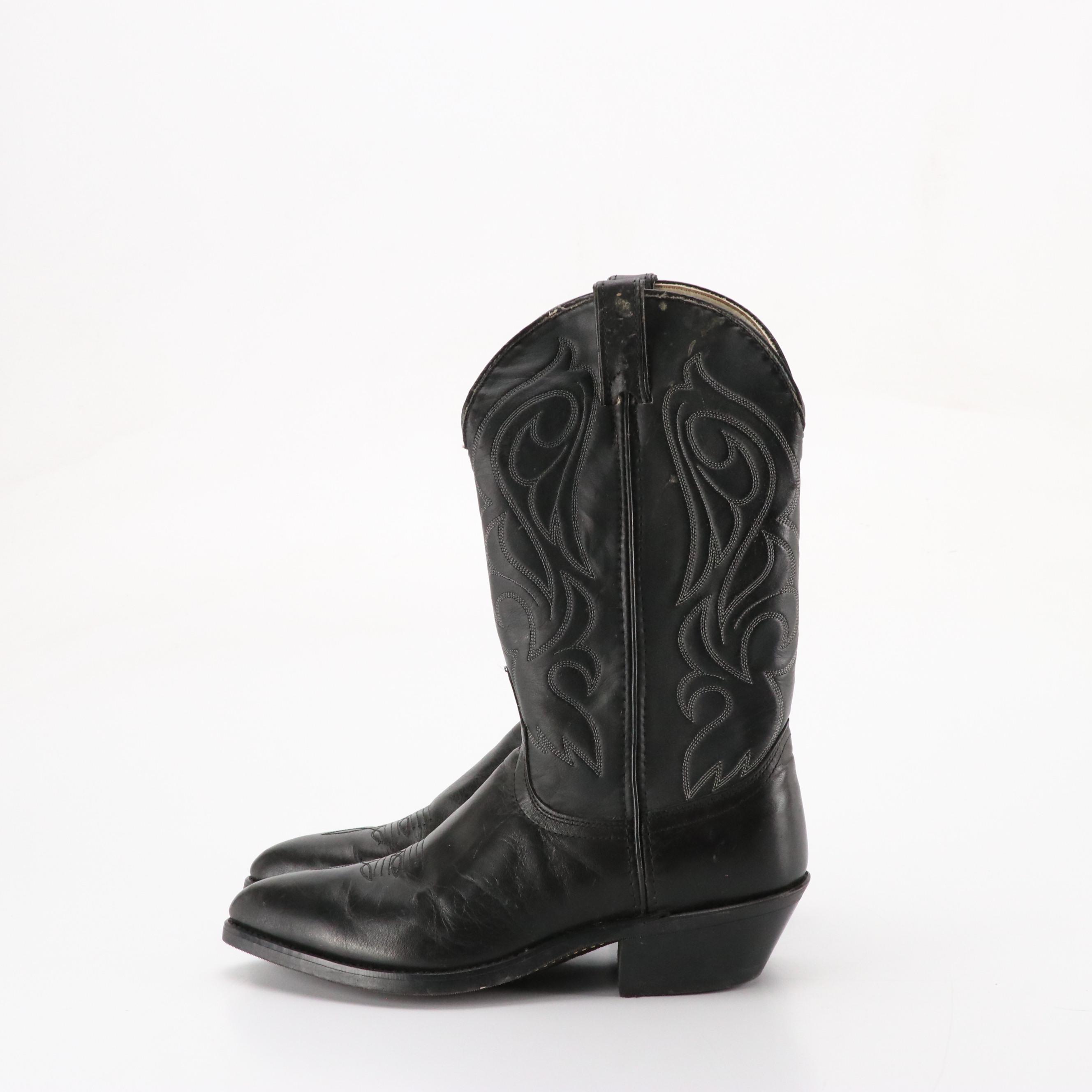 Men's Laredo Black Leather Western Boots and Sears Mocha Suede Boots