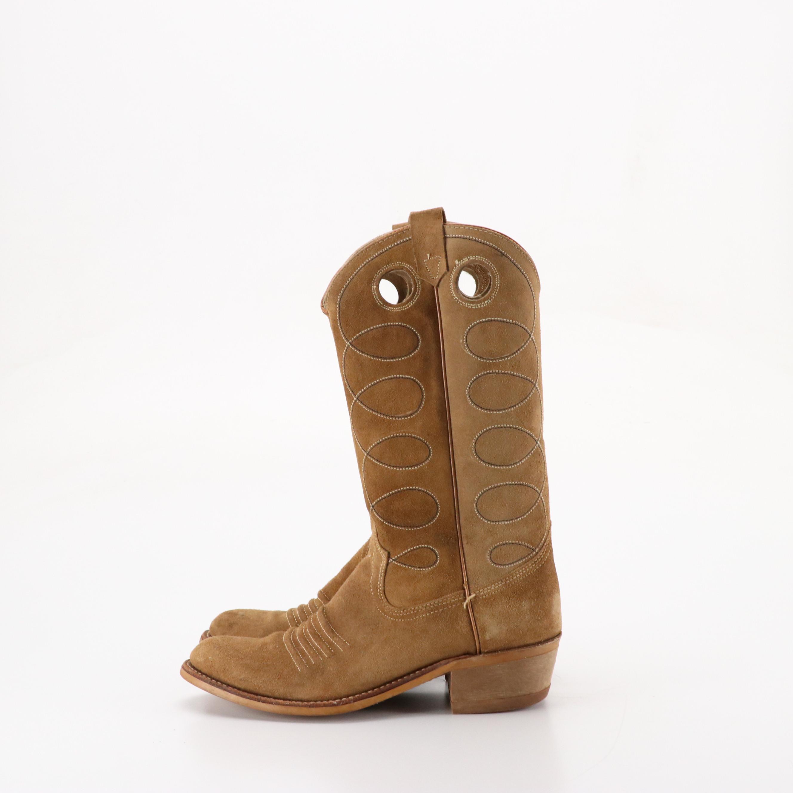 Men's Laredo Black Leather Western Boots and Sears Mocha Suede Boots