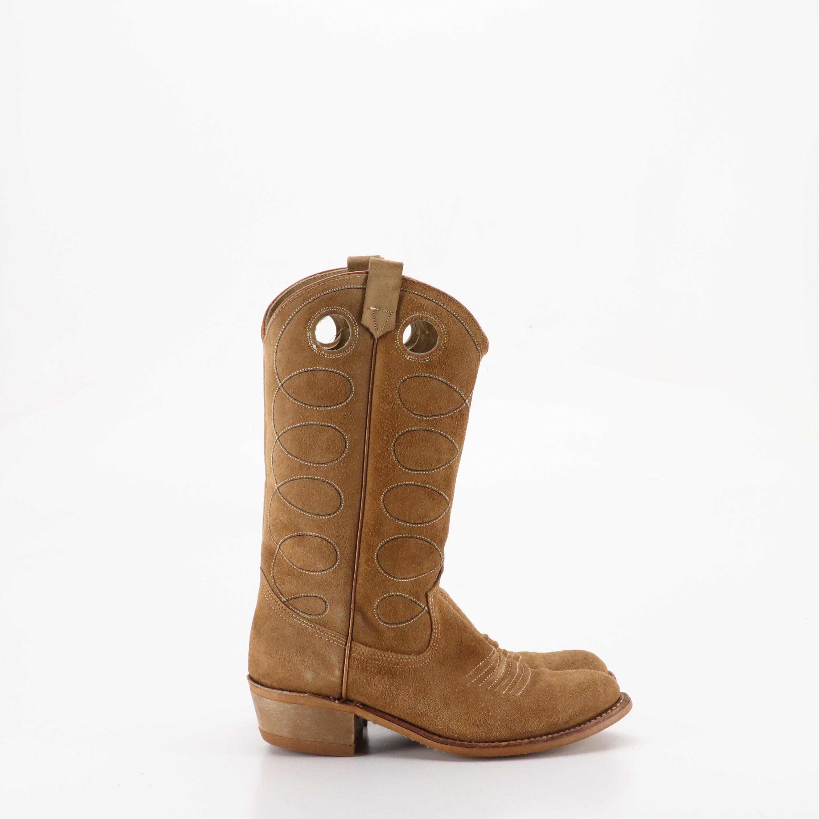 Men's Laredo Black Leather Western Boots and Sears Mocha Suede Boots