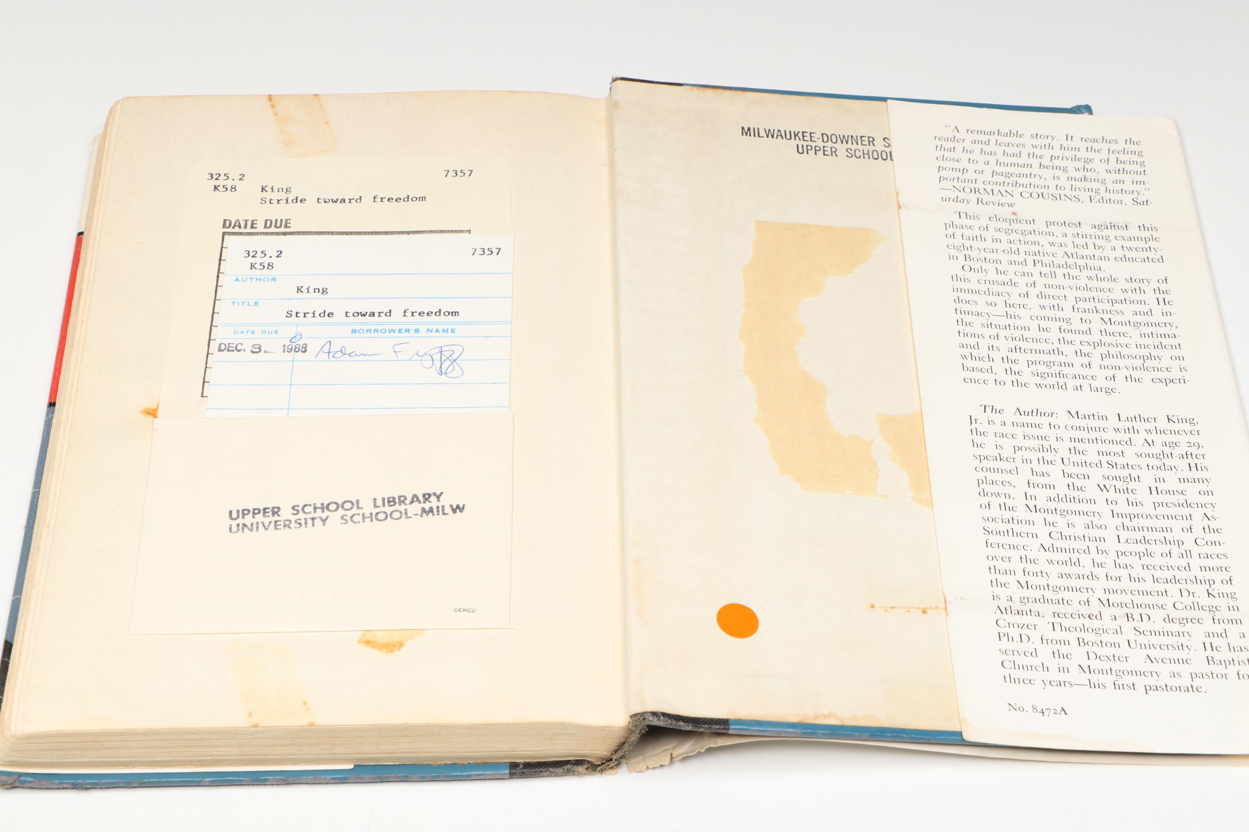 First Edition "Stride Toward Freedom" by Martin Luther King Jr., 1958