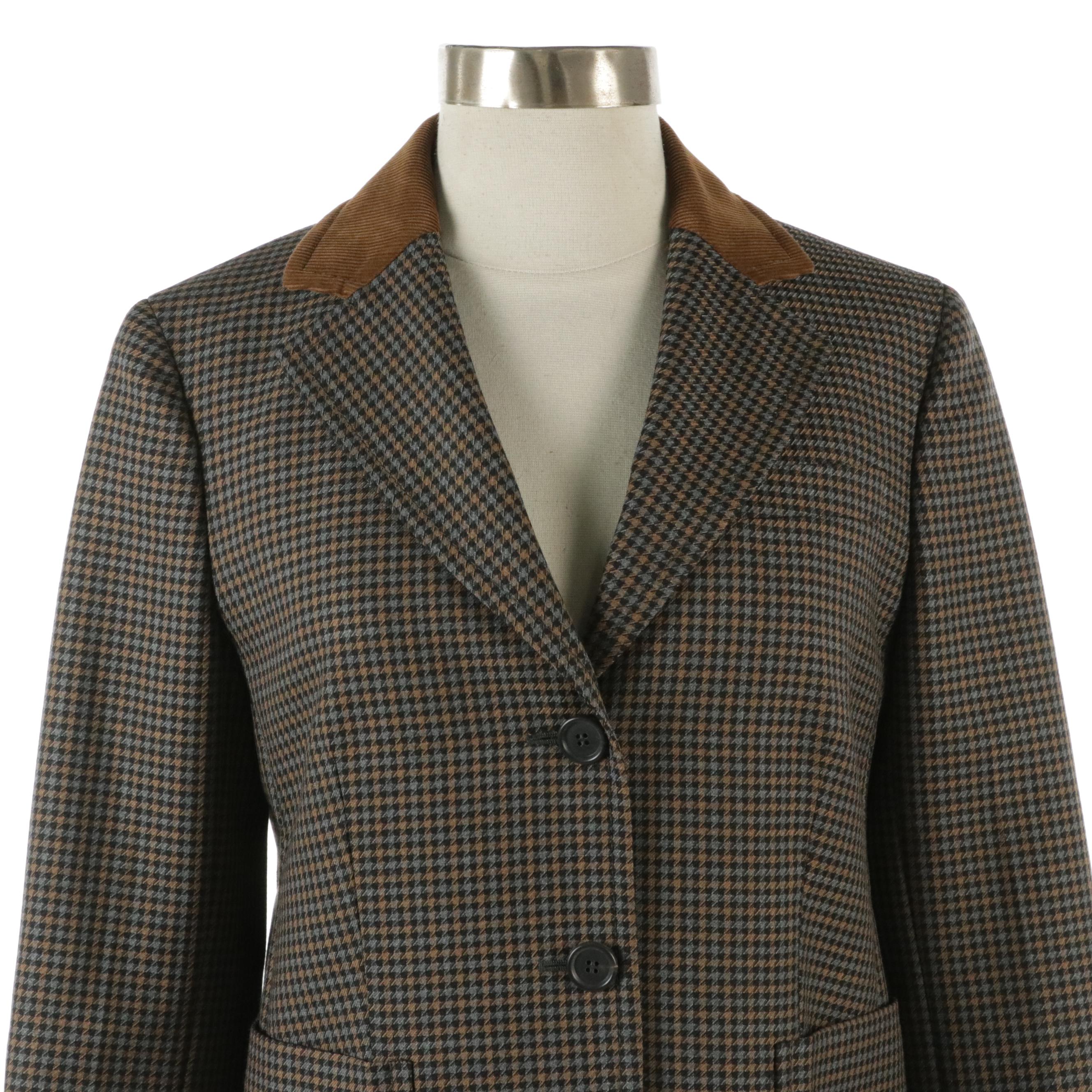 Prada Wool and Mohair Blend Houndstooth Suit Pants Jacket