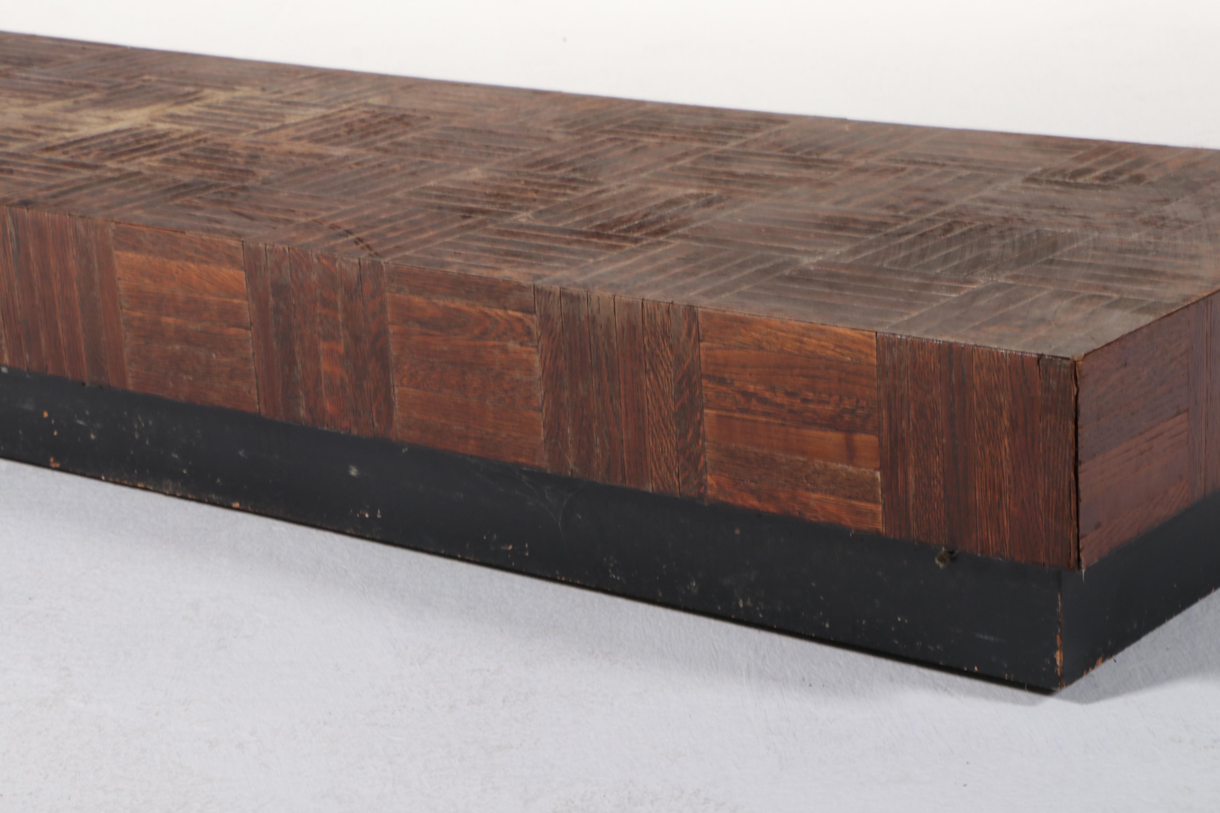 7'11 Mid Century Modern Parquet Wood Coffee Table, Mid to Late 20th Century