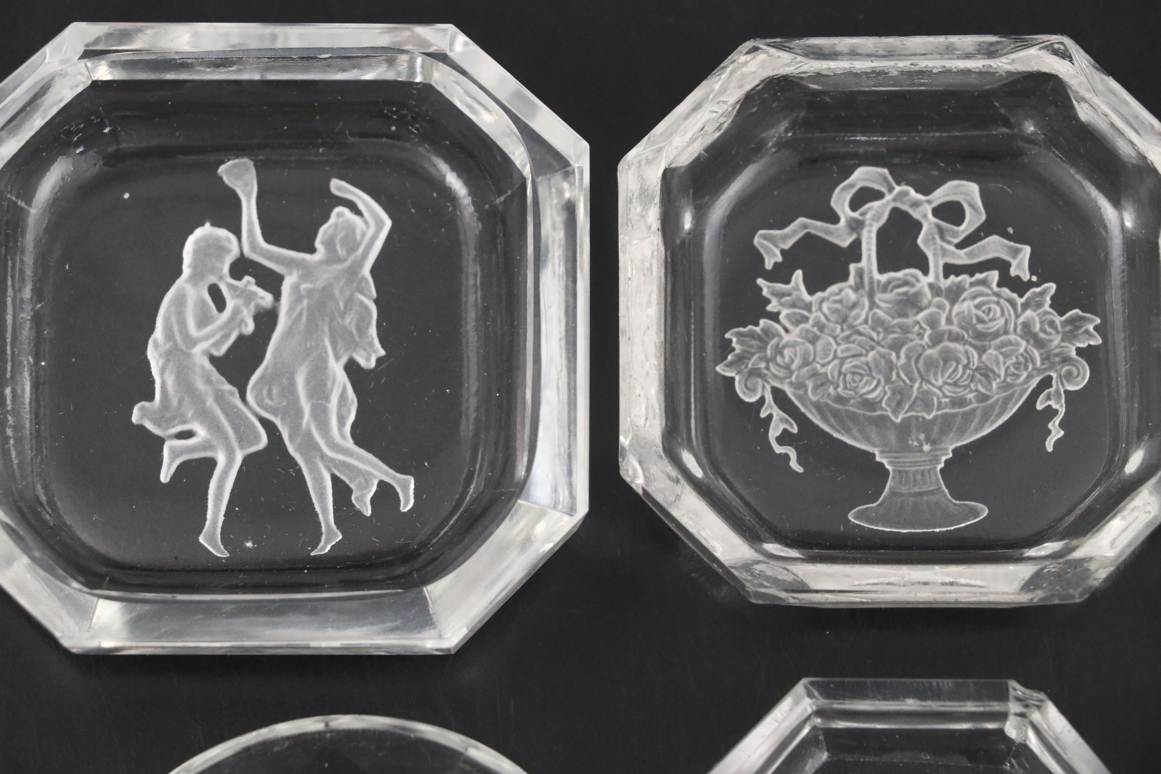 Heinrich Hoffman Intaglio and More Glass Salt Cellars, Early to Mid-20th Century